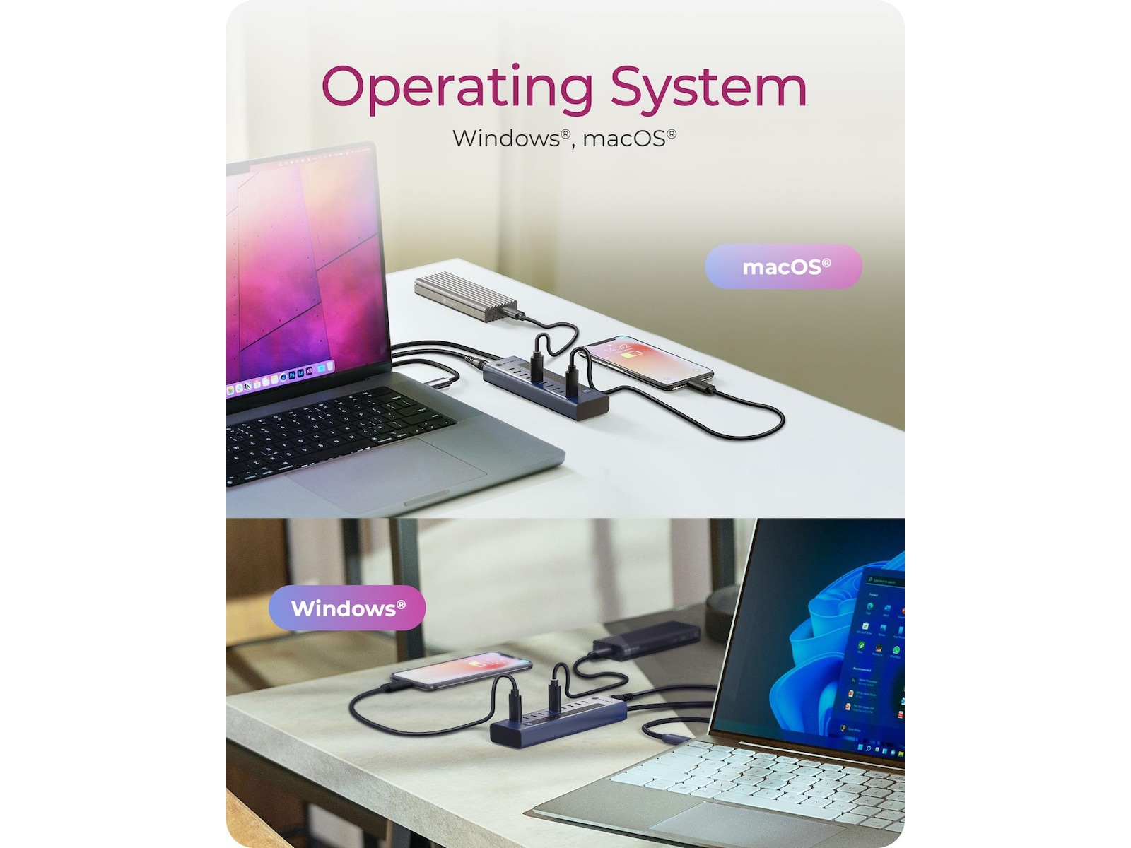 ICY BOX 10 porter USB Type-C® Gen 2 Hub Dockingstasjon & USB-HUB