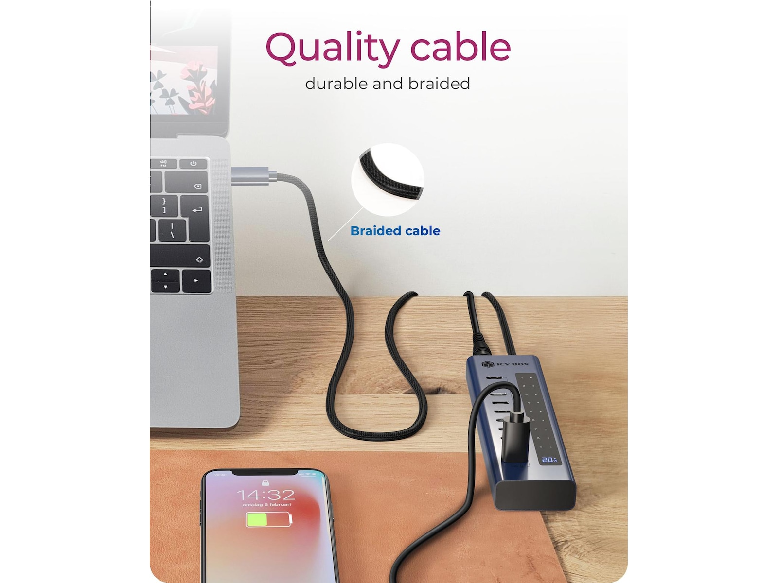 ICY BOX 10 porter USB Type-C® Gen 2 Hub Dockingstasjon & USB-HUB