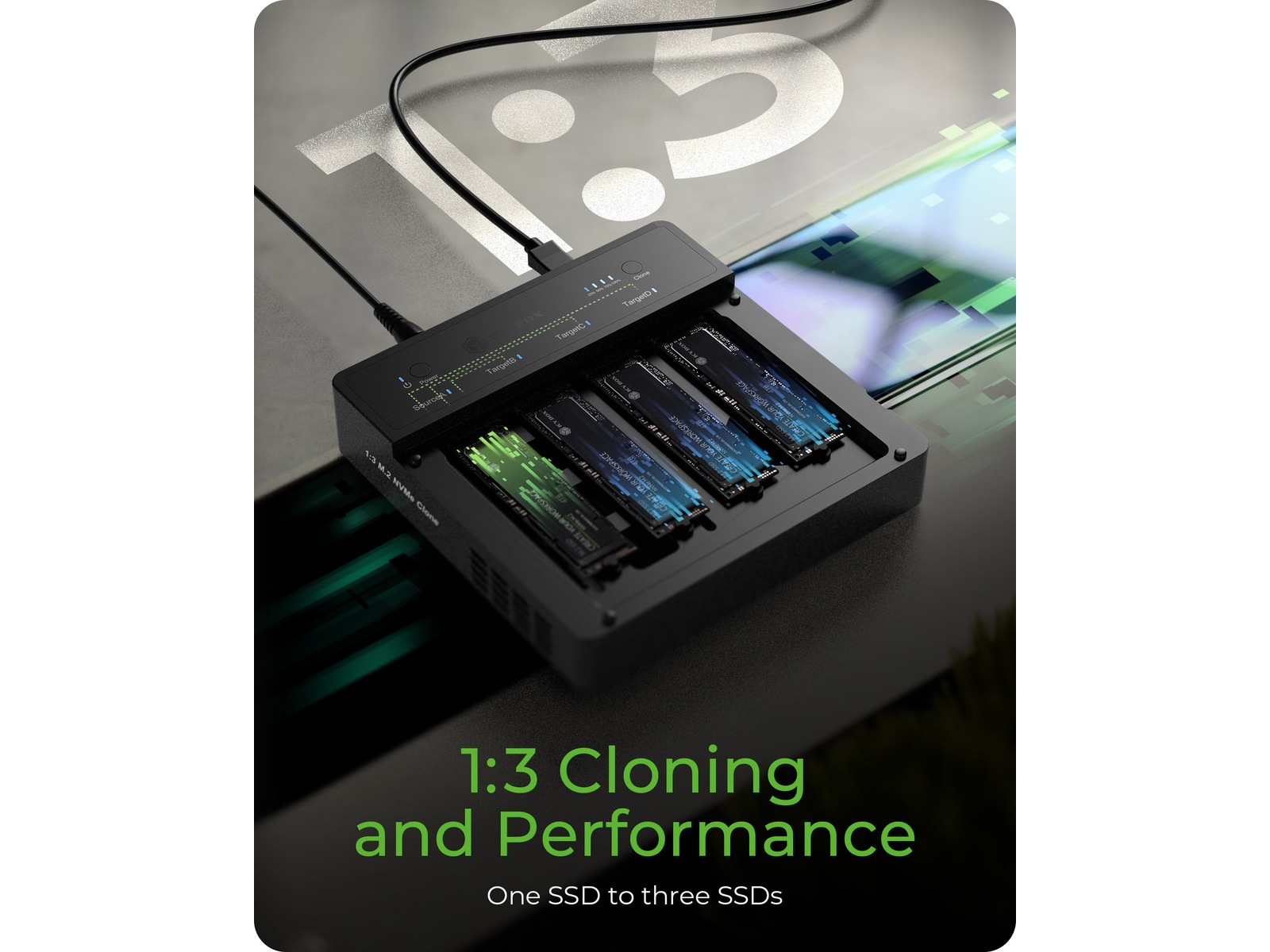  ICY BOX 4 bay Clone and DockingSation Dockingstasjon & USB-HUB