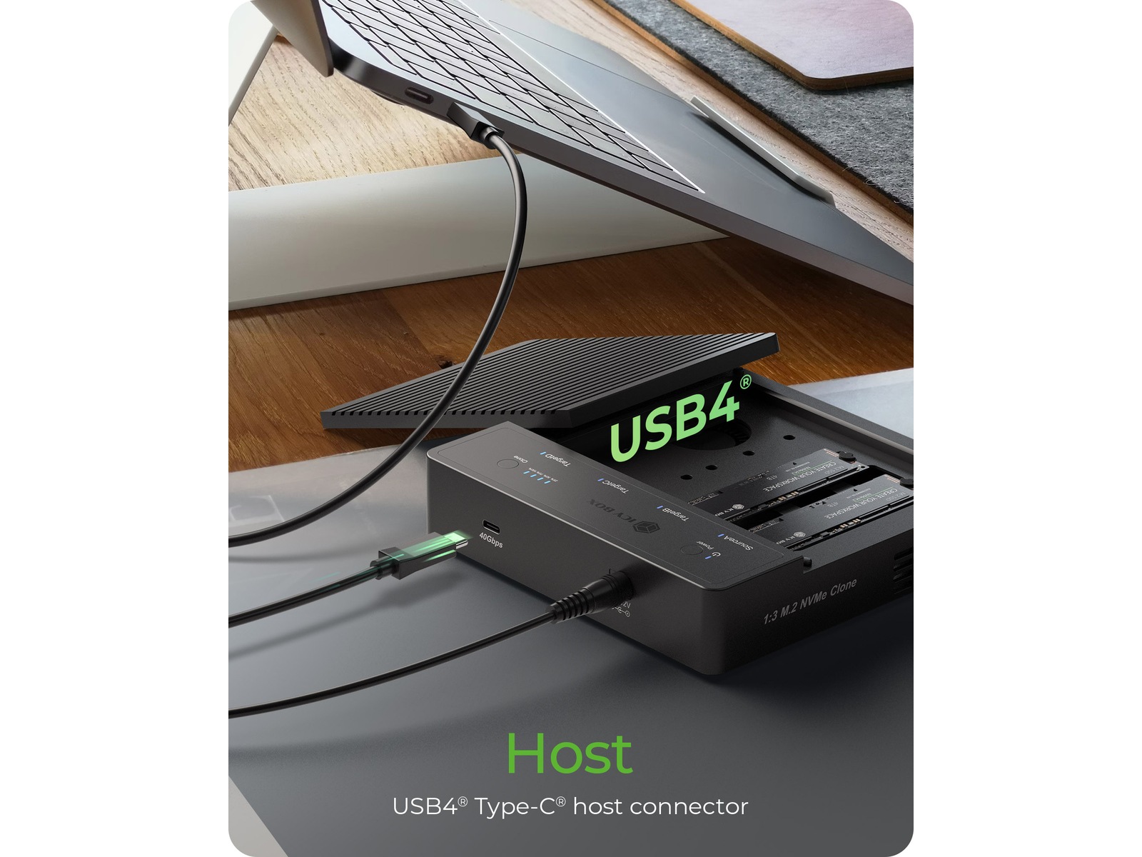  ICY BOX 4 bay Clone and DockingSation Dockingstasjon & USB-HUB