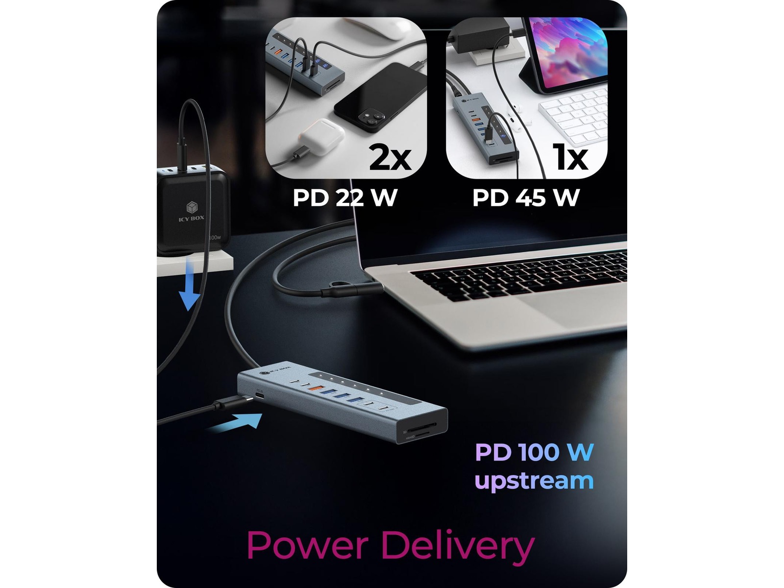 ICY BOX 11-i-1 USB Type-C HUB Dockingstasjon & USB-HUB