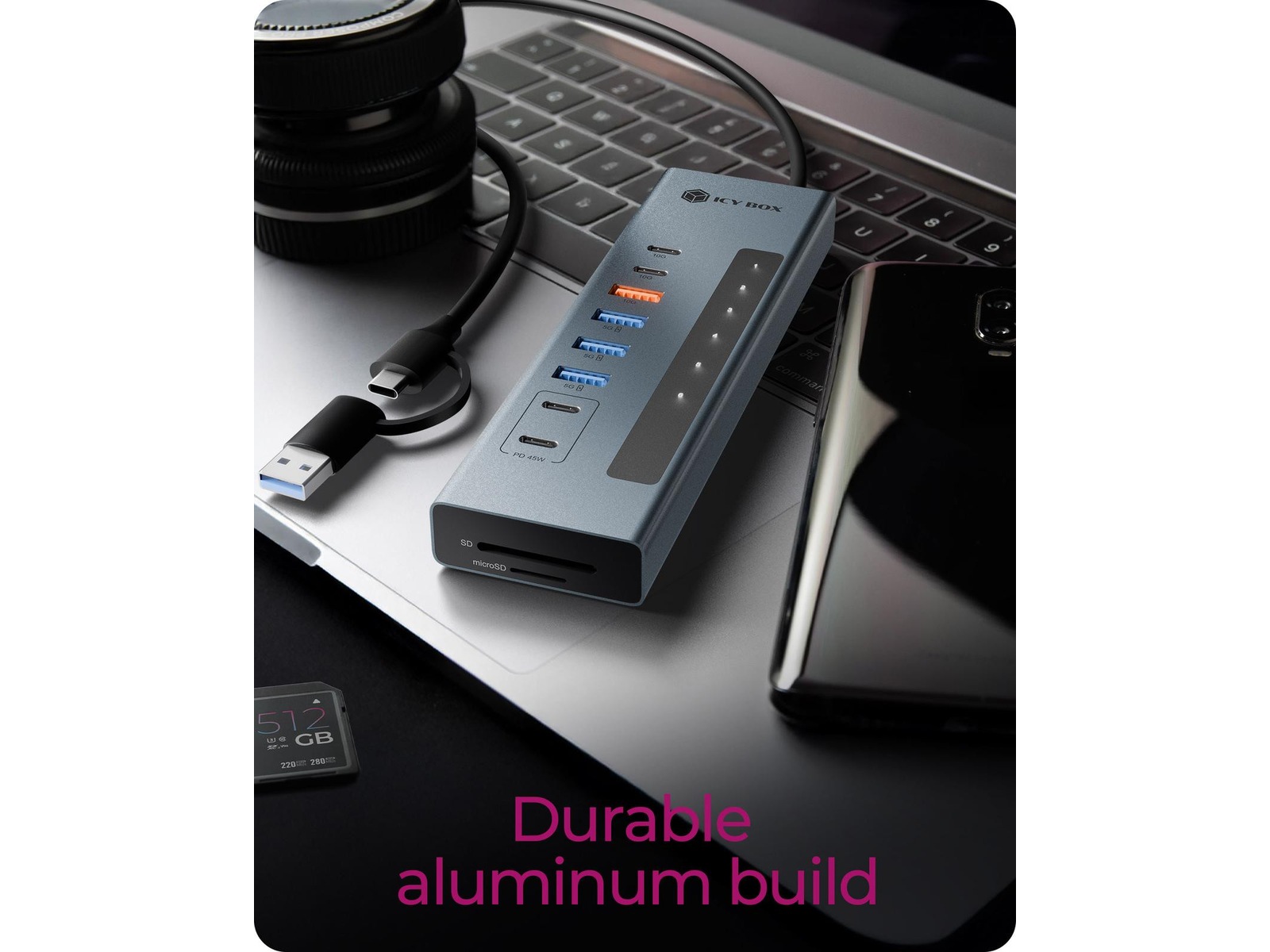 ICY BOX 11-i-1 USB Type-C HUB Dockingstasjon & USB-HUB