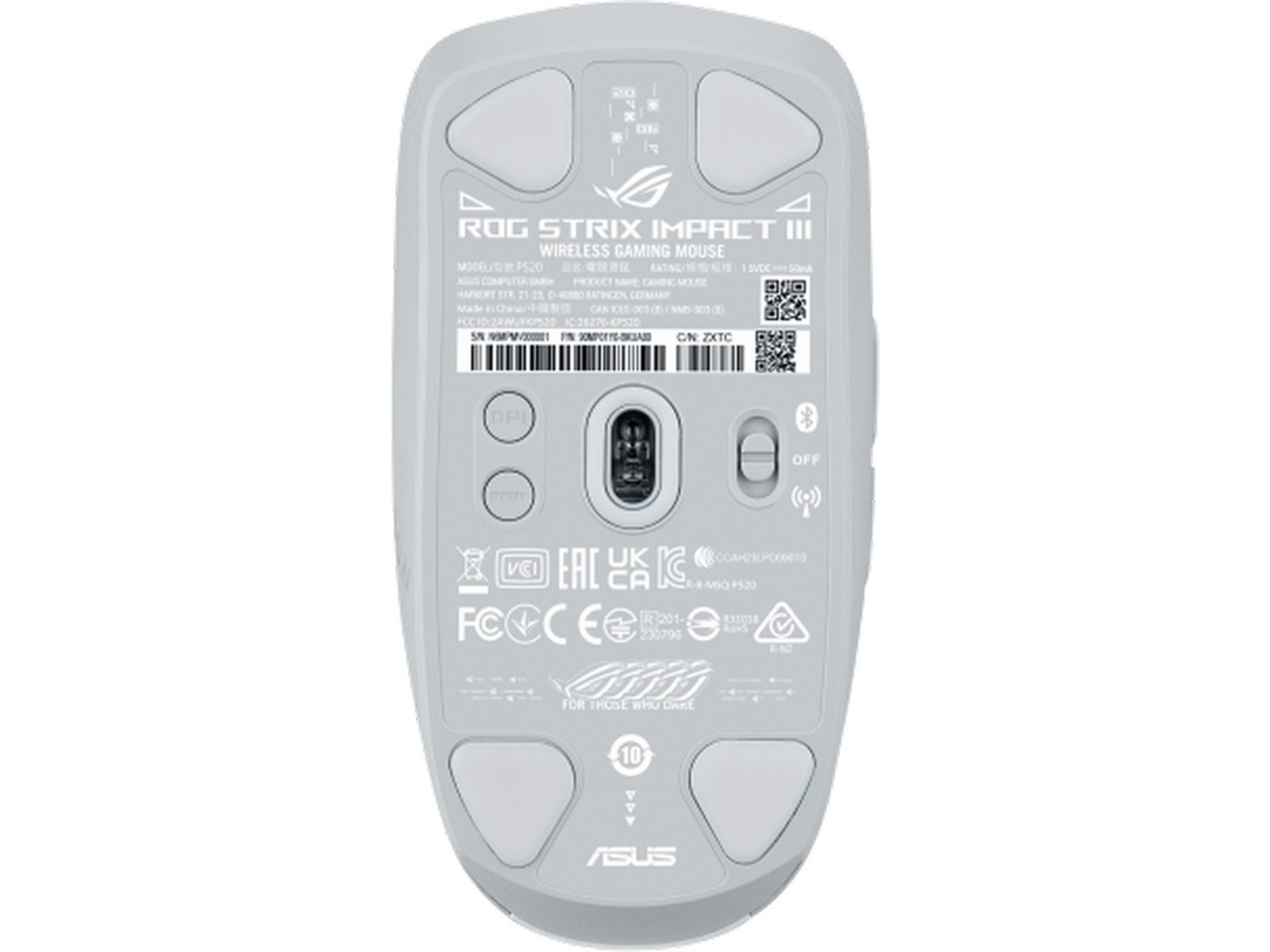 Asus ROG Impact III trådløs gamingmus (hvit) Gamingmus