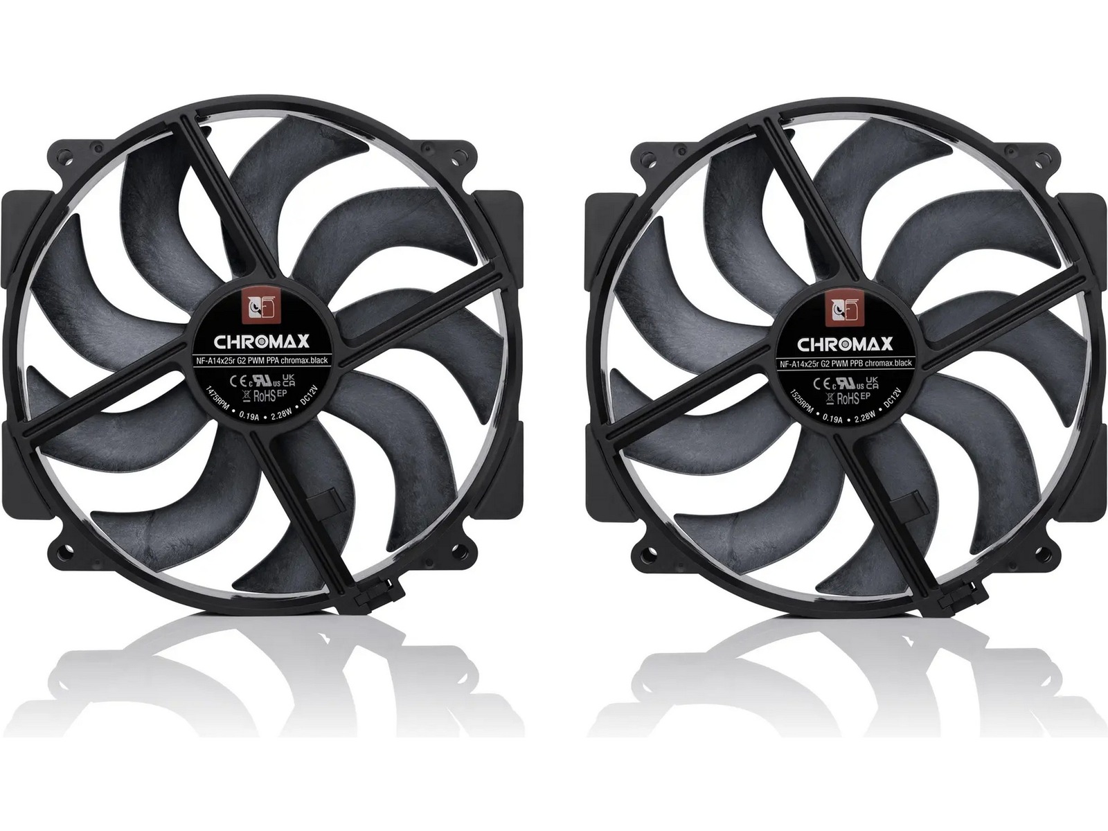 Noctua NF-A14x25r G2 PWM Sx2-PP chromax.black Vifte Vifter