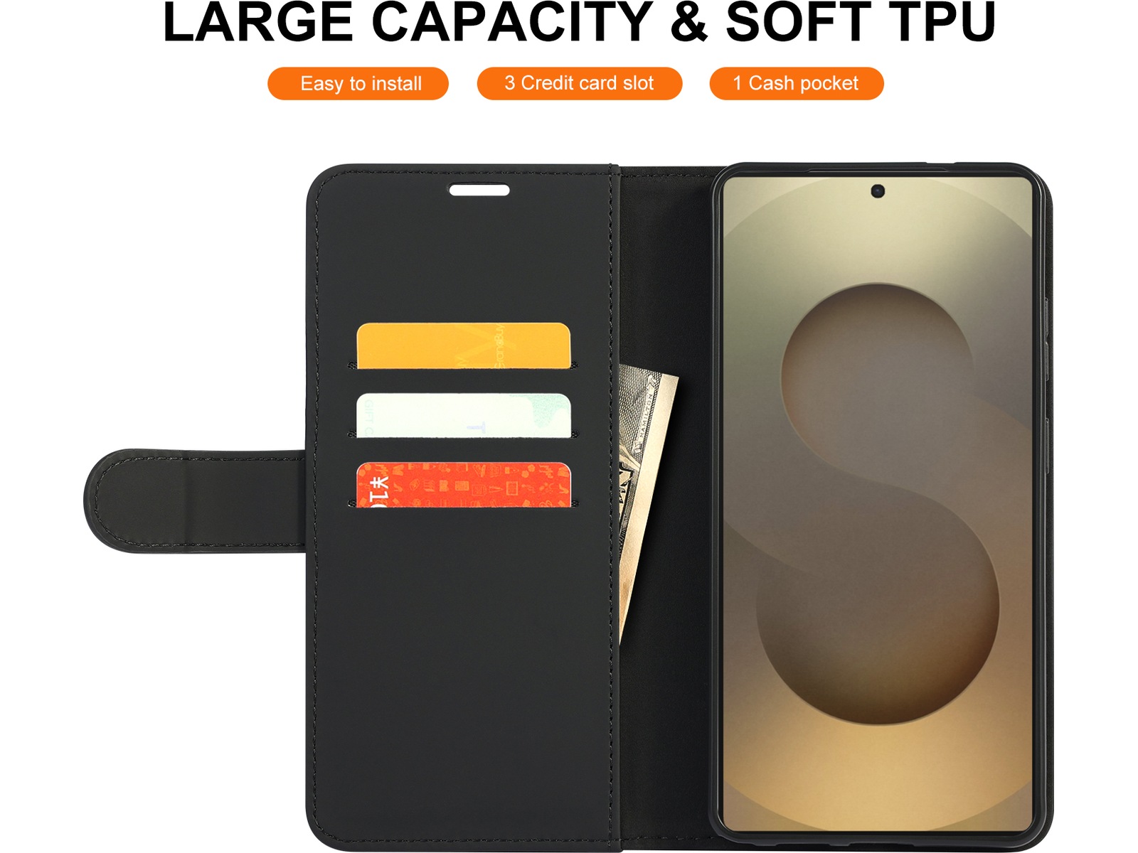 iiglo Galaxy S26 Ultra Lommebokdeksel (sort) Deksel til mobiltelefon