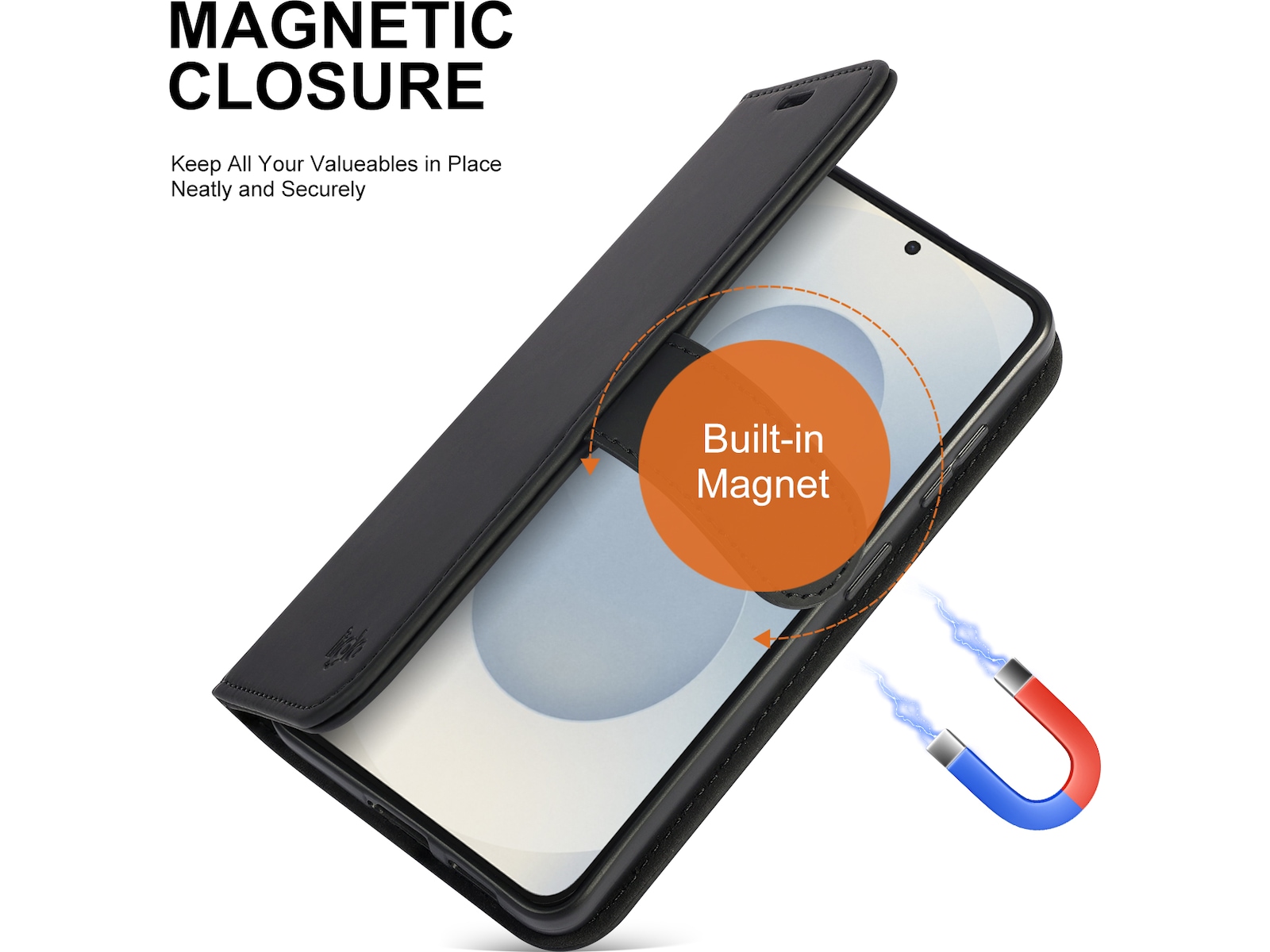 iiglo Galaxy S26 Lommebokdeksel (sort) Deksel til mobiltelefon