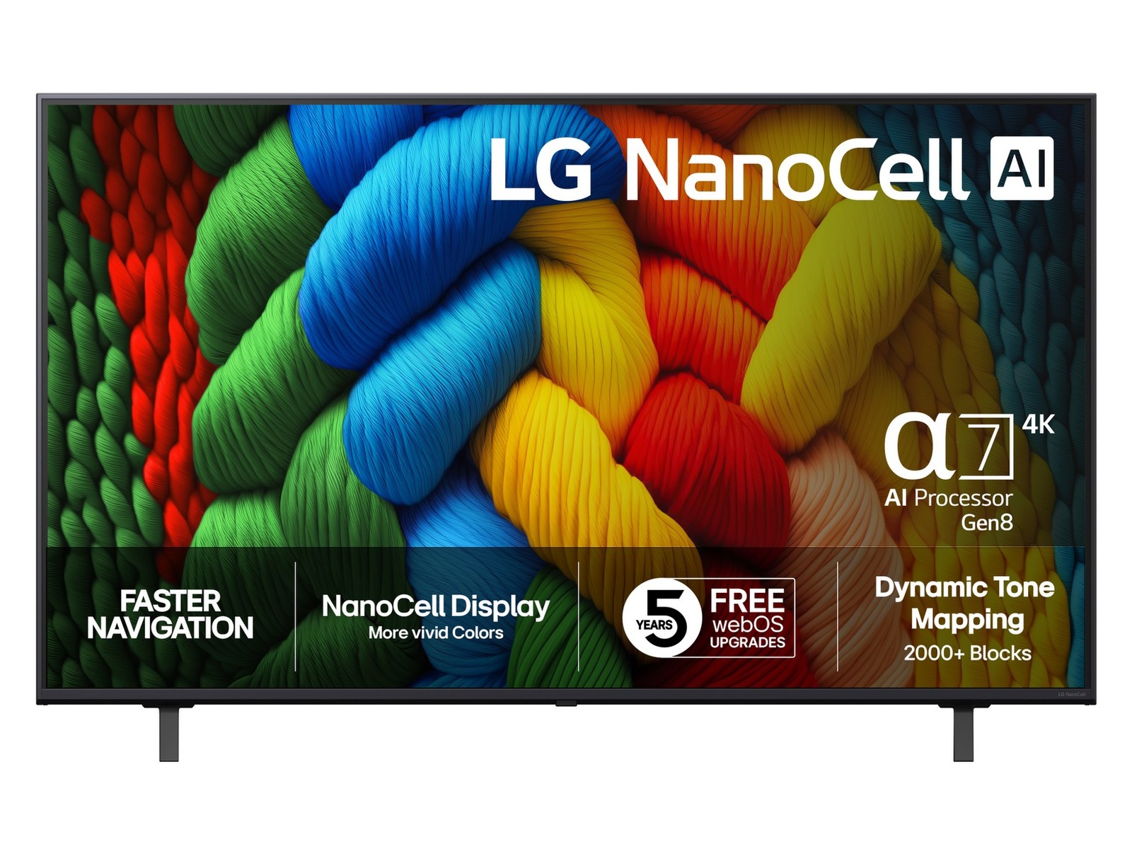 LG 55" NANO80 AI 4K NanoCell Smart TV (2025) + lydplanke 60 - 69 tommer TV