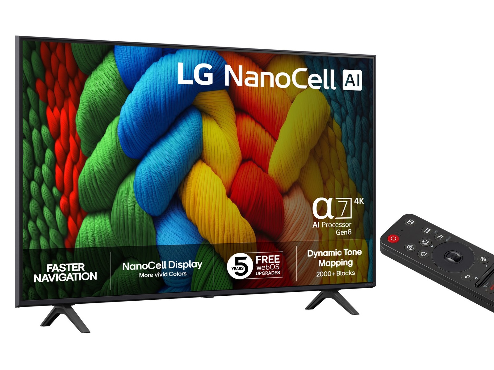 LG 55" NANO80 AI 4K NanoCell Smart TV (2025) + lydplanke 60 - 69 tommer TV