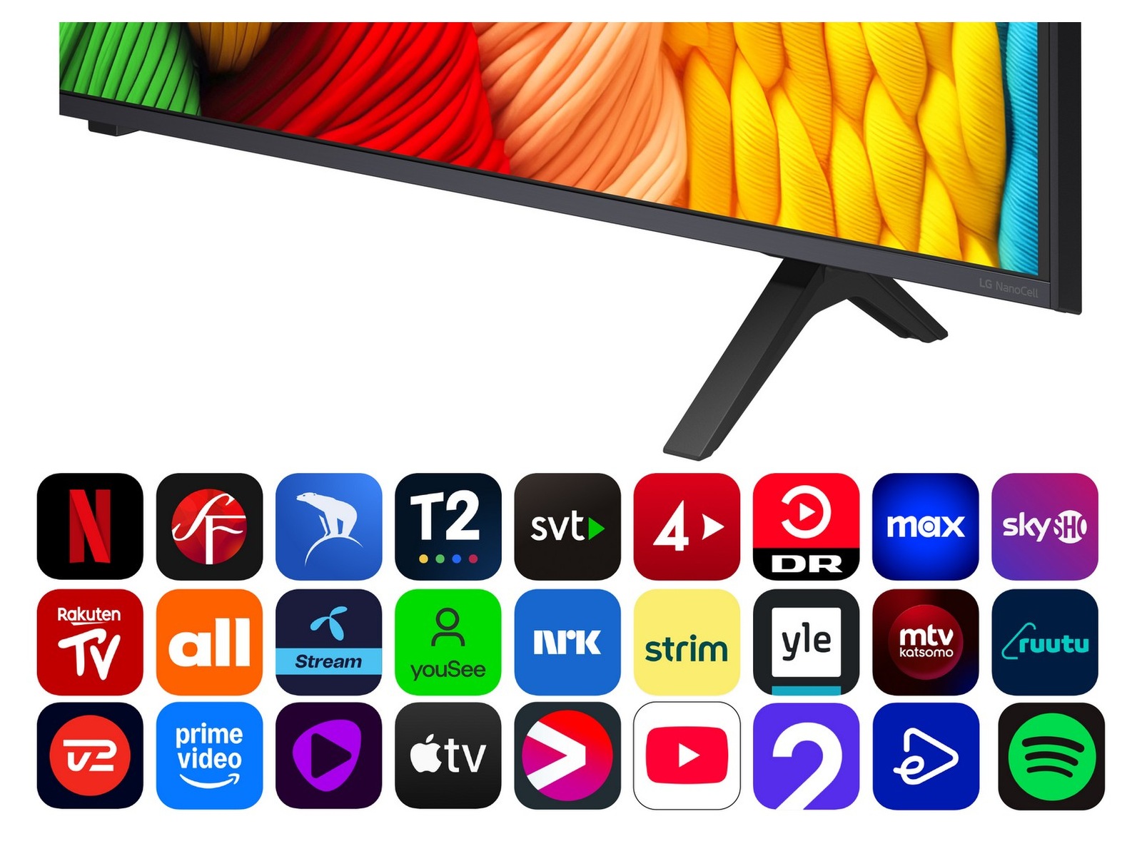 LG 55" NANO80 AI 4K NanoCell Smart TV (2025) + lydplanke 60 - 69 tommer TV