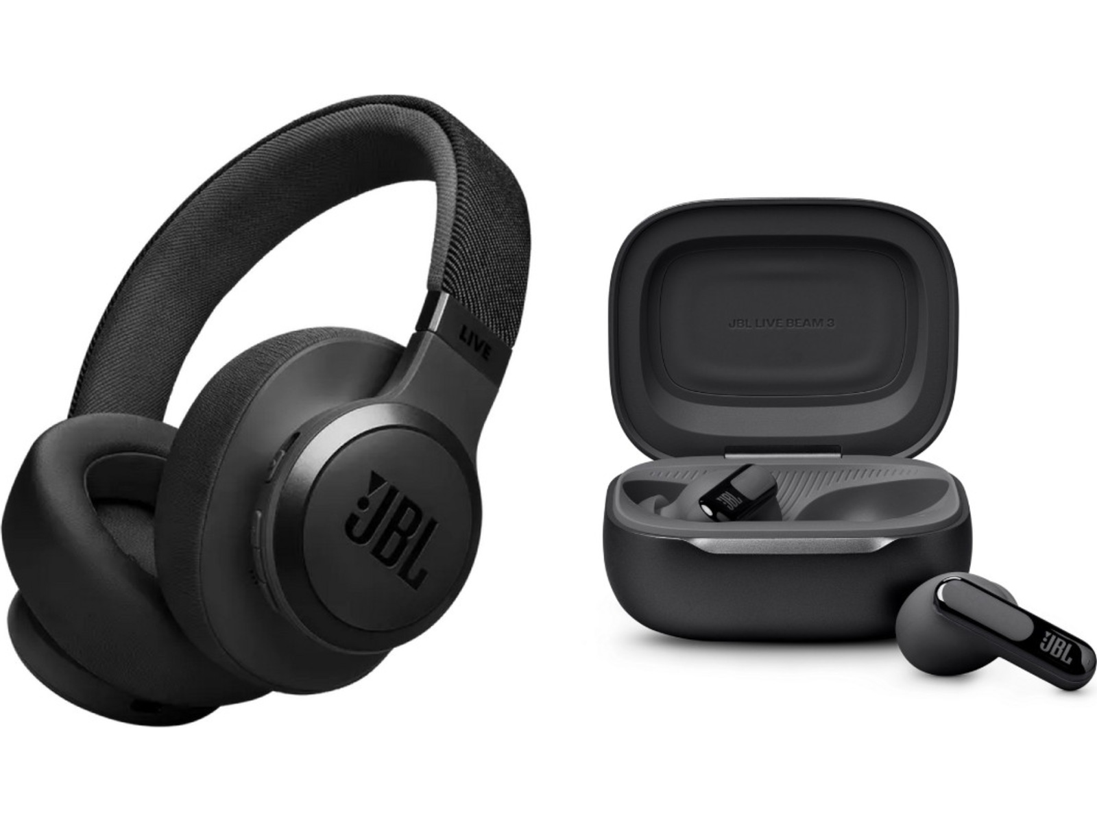 JBL LIVE 770NC trådløse hodetelefoner, over-ear + JBL LIVE BEAM 3 ørepropper Hodetelefoner