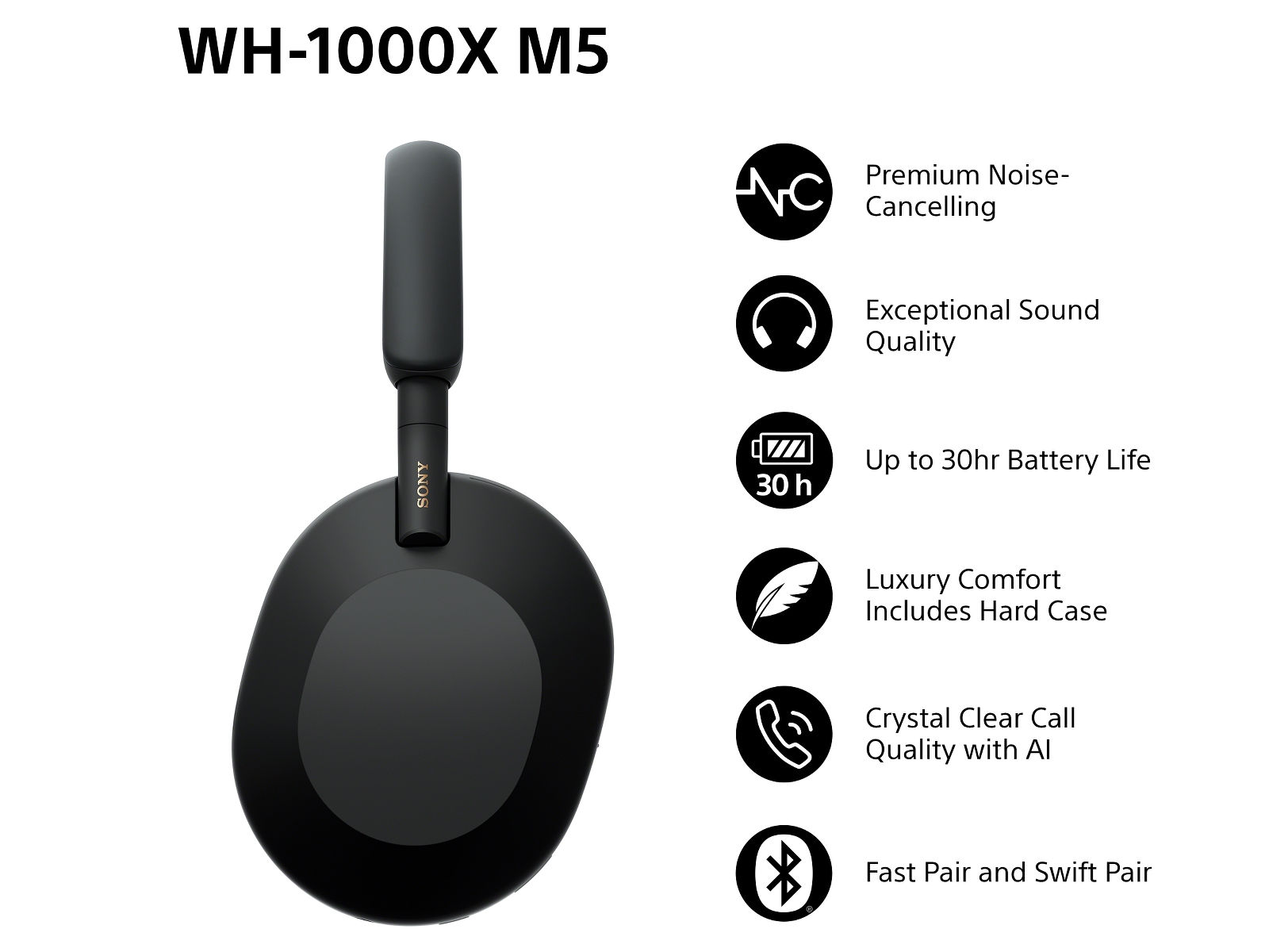 Sony WH-1000XM5 trådløse hodetelefoner, Over-Ear (sort) + WF-510 Buds Hodetelefoner