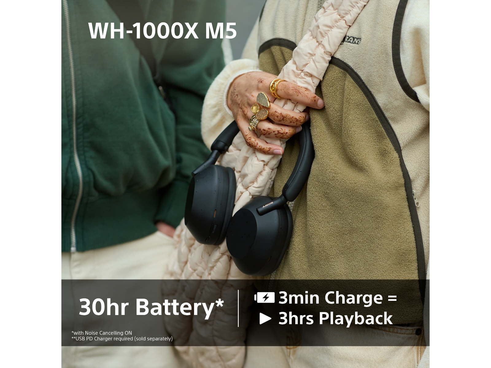 Sony WH-1000XM5 trådløse hodetelefoner, Over-Ear (sort) + WF-510 Buds Hodetelefoner