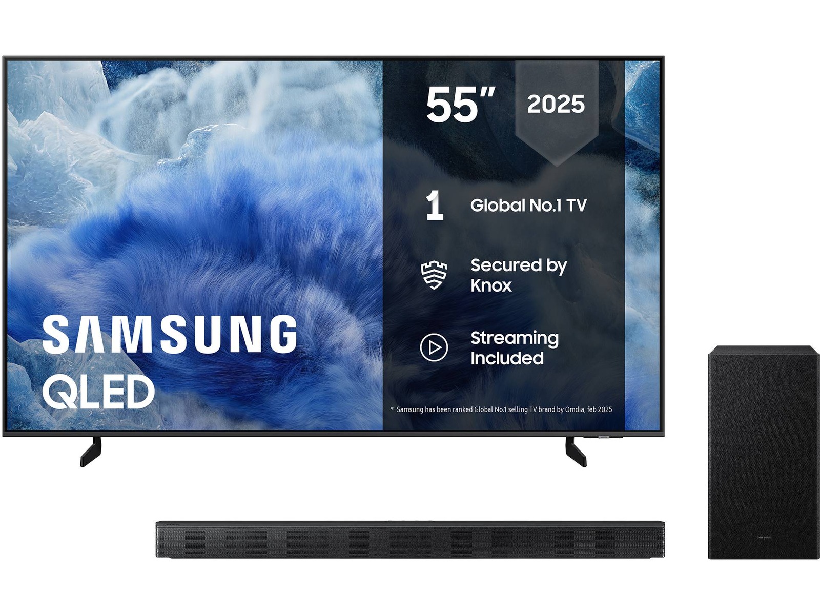 Samsung 55" Q8FA QLED 4K Smart TV (2025) + lydplanke 50 - 59 tommer TV