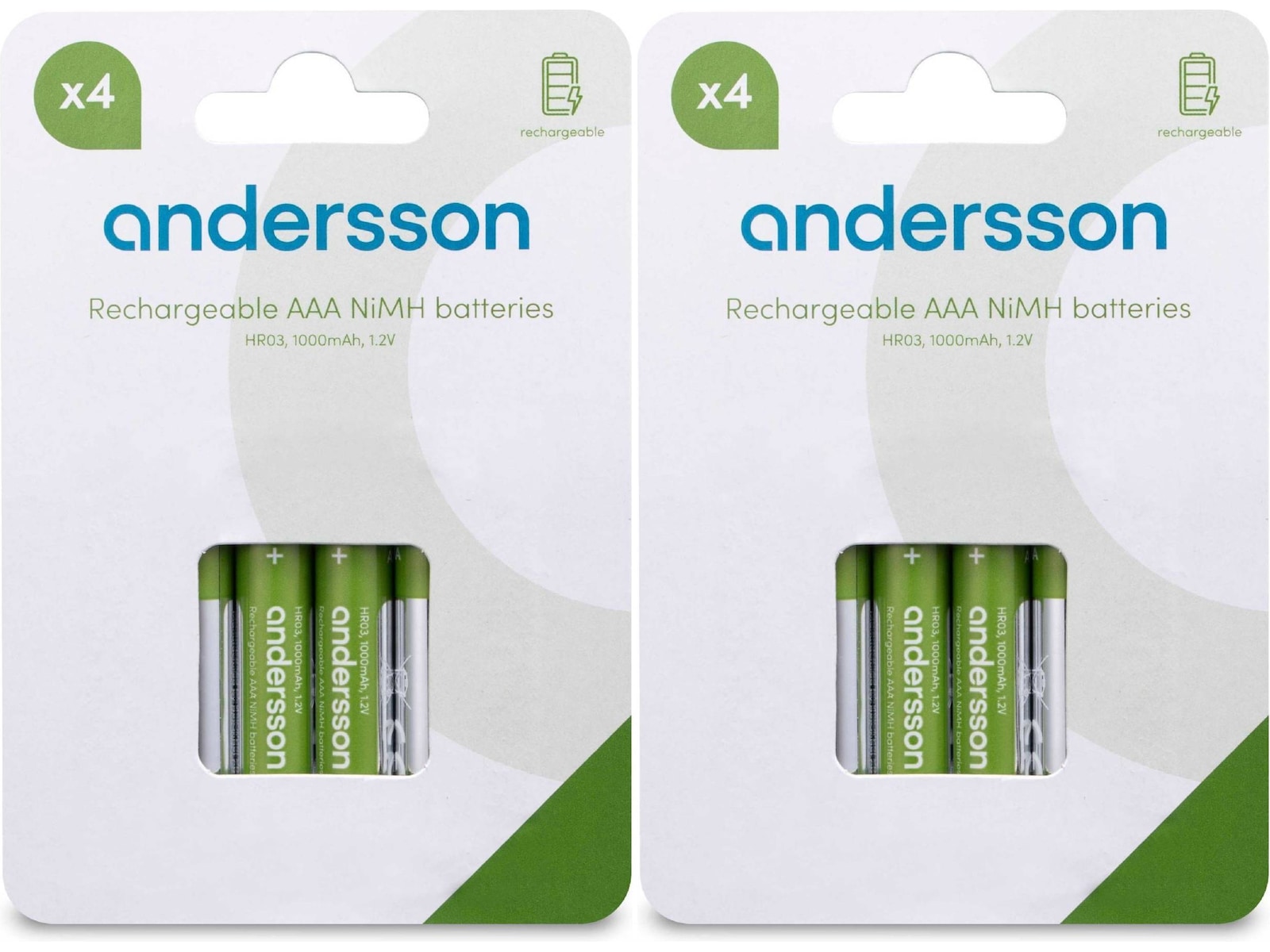 Andersson oppladbare AAA-batterier, 2x4-pk Batterier til generell bruk