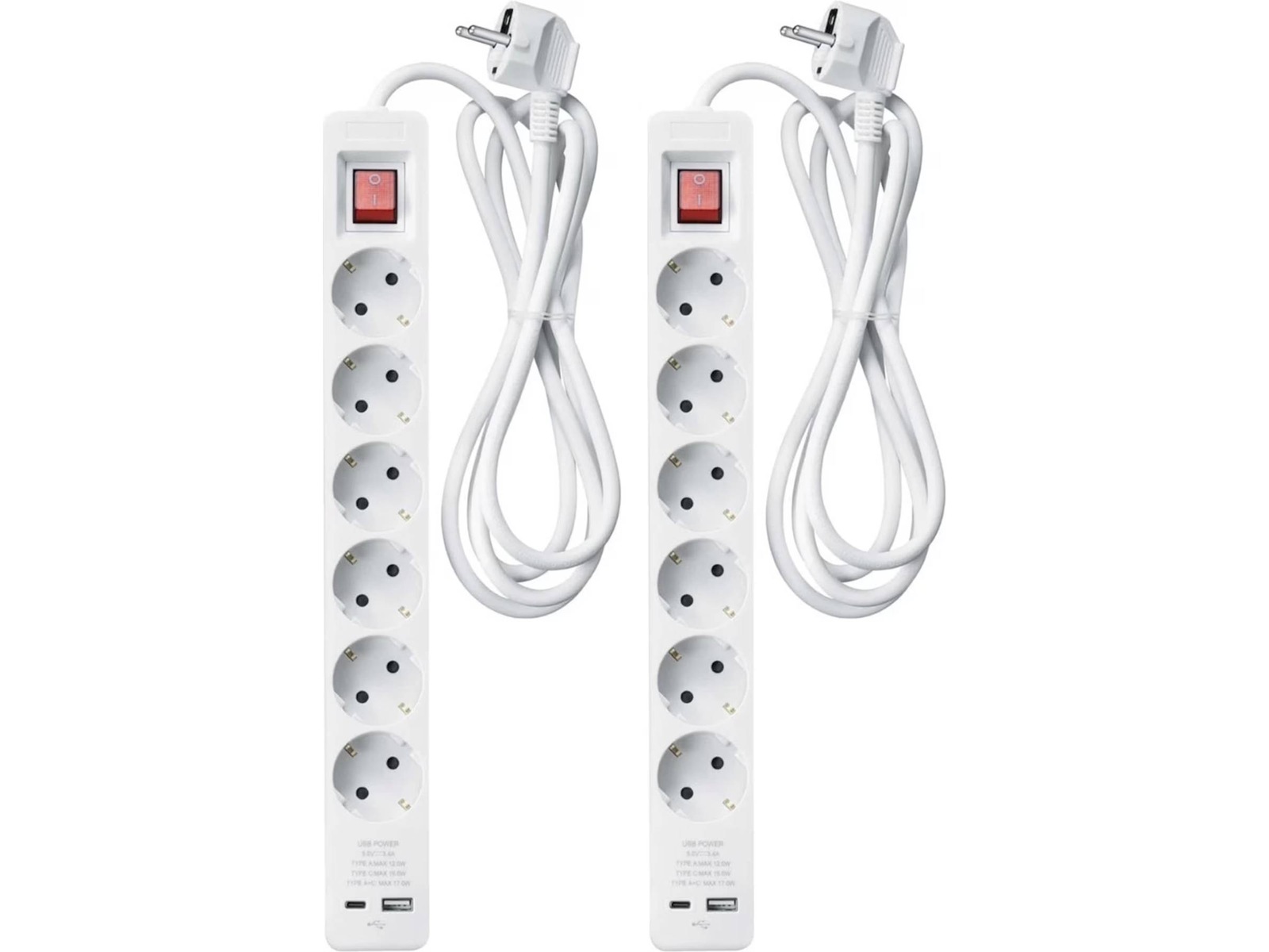 Andersson PWS-C2000 6-veis strømforgrener 3m 2-pack Skjøtekabel & forgrener