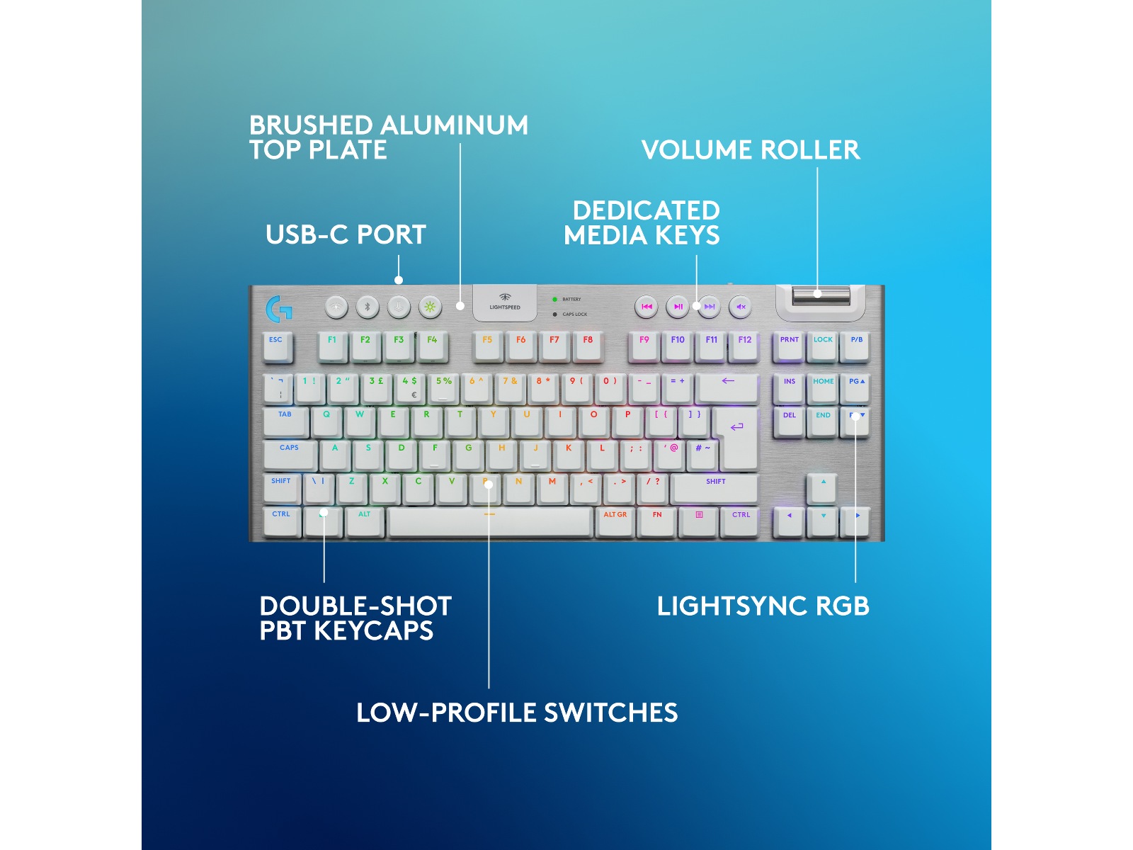Logitech G915 X Lightspeed TKL Trådløst Gamingtastatur (hvit) -B-Grade Demo tastatur