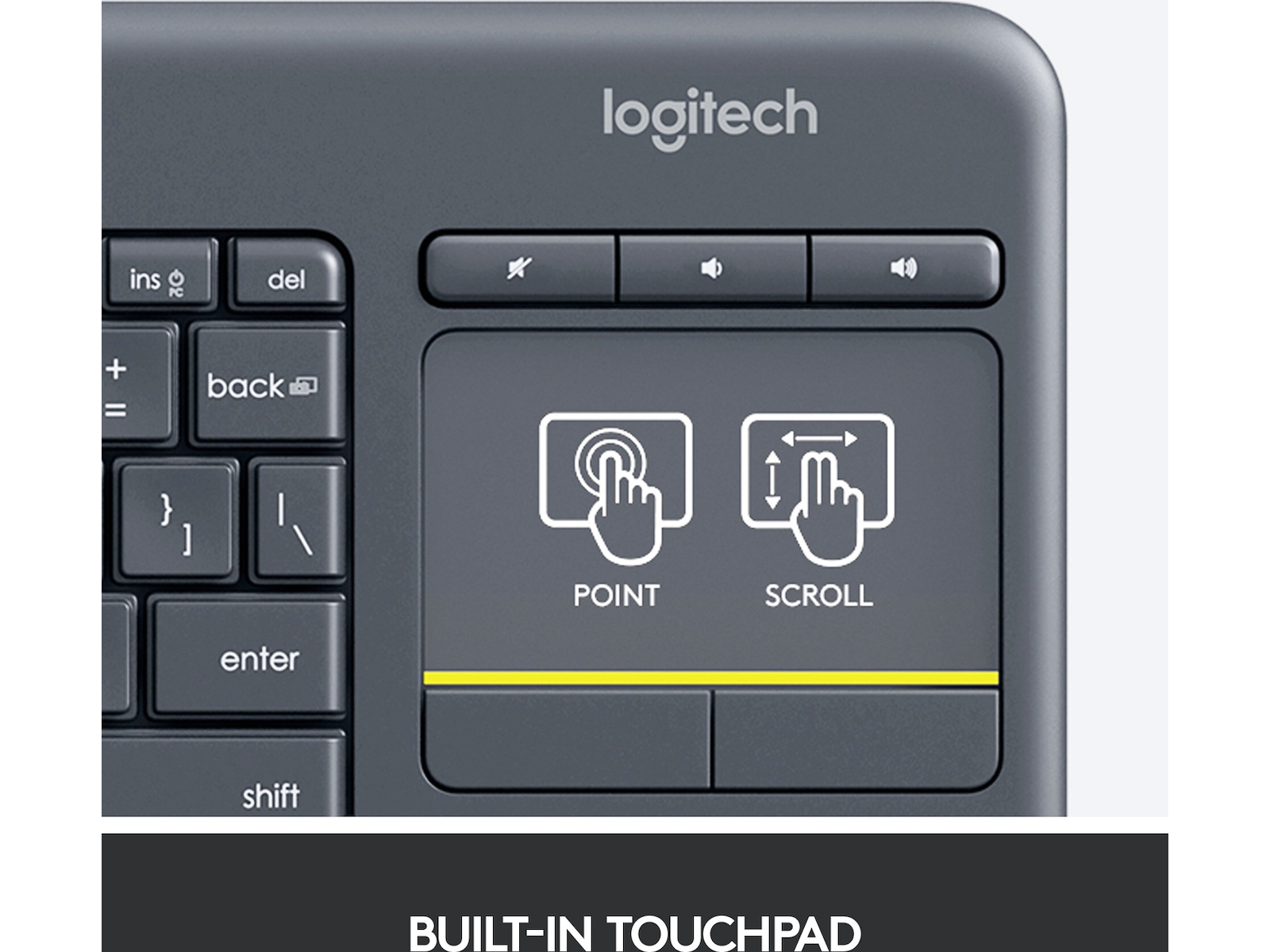 Logitech K400 Plus Trådløs Tastatur Grå Tastatur