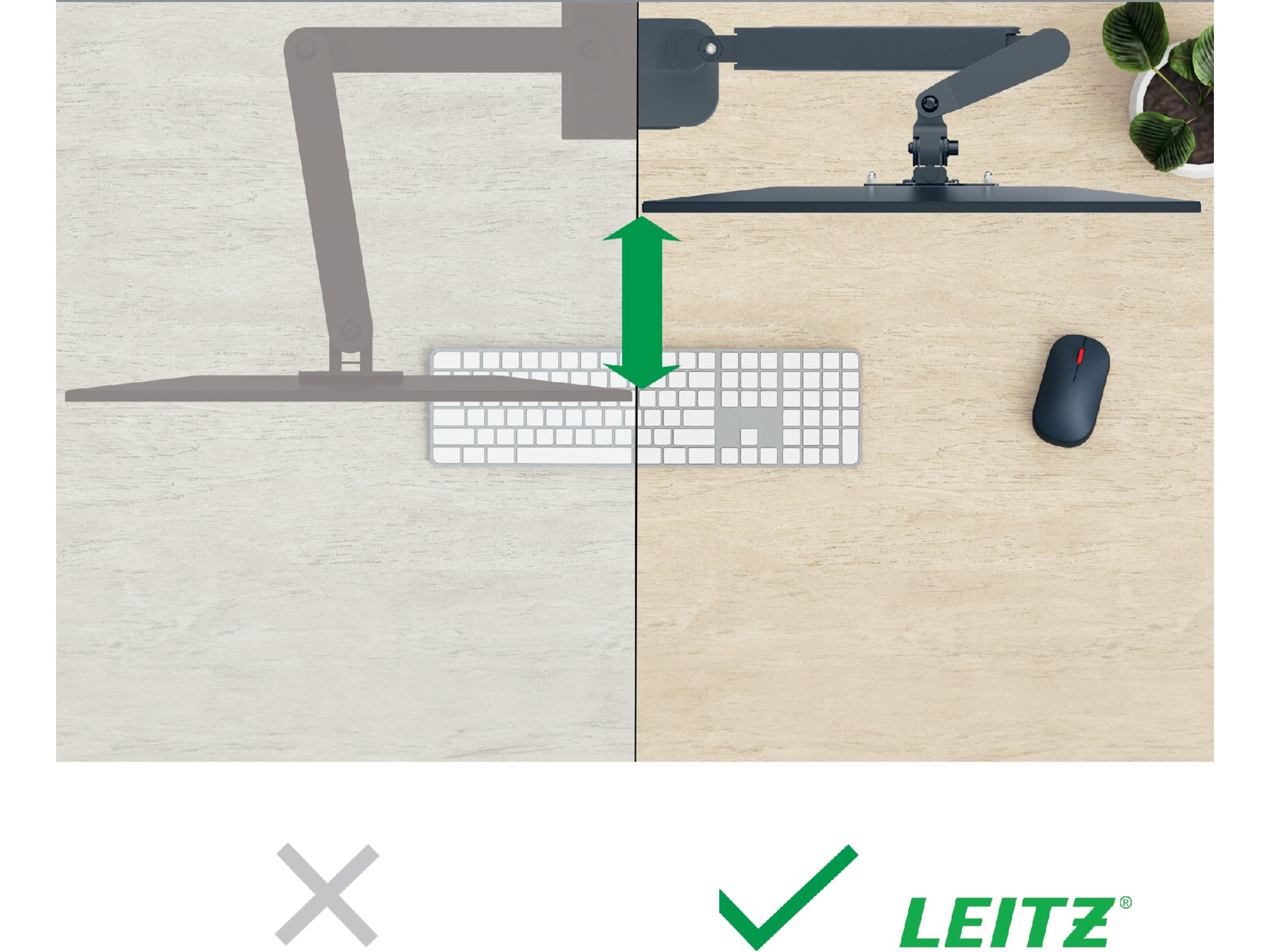 Leitz Ergo Skjermarm dobbel, plassbesparende, 17”-32” flat/buet skjerm Bord og veggfeste