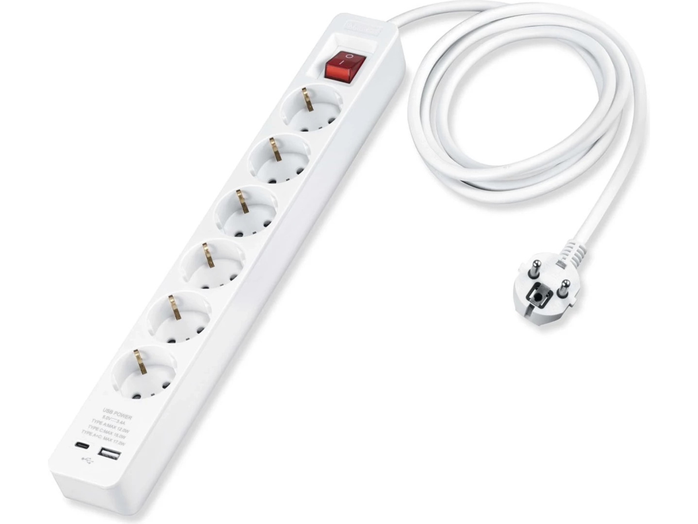 Andersson PWS-C2000 6-veis strømforgrener 3m 2-pack Skjøtekabel & forgrener