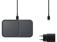 Trådløs lader Duo med kabel (sort) Trådløs lader