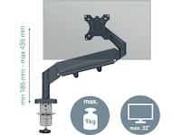 Leitz Ergo Skjermarm enkel, plassbesparende, 17”-32” flat /buet skjerm Bord og veggfeste