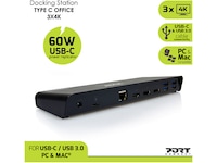Port Design Docking Station Type C Office 3x4K 85W Dockingstasjon & USB-HUB