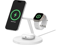 Belkin 3-i-1 Qi2 15W ladestativ (hvit) Trådløs lader