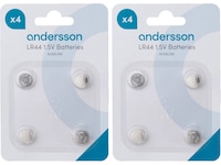 Andersson LR44 knappcellebatterier 2x4-pk Batterier til generell bruk