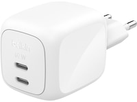 Belkin 67W Dual USB-C PD Gan vegglader hvit Mobilladere
