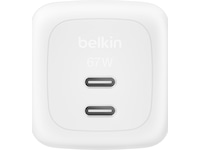 Belkin 67W Dual USB-C PD Gan vegglader hvit Mobilladere