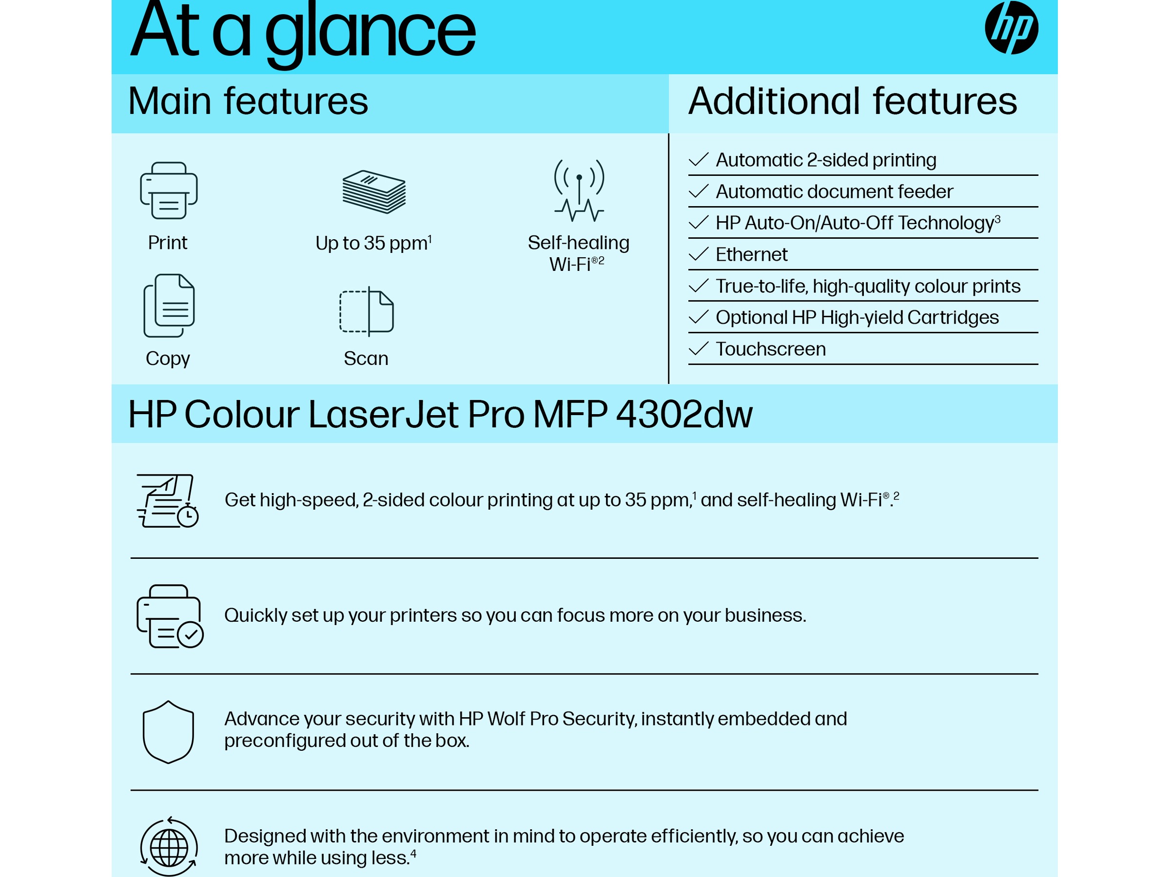 HP skriver Color LaserJet Pro MFP 4302dw Skrivere