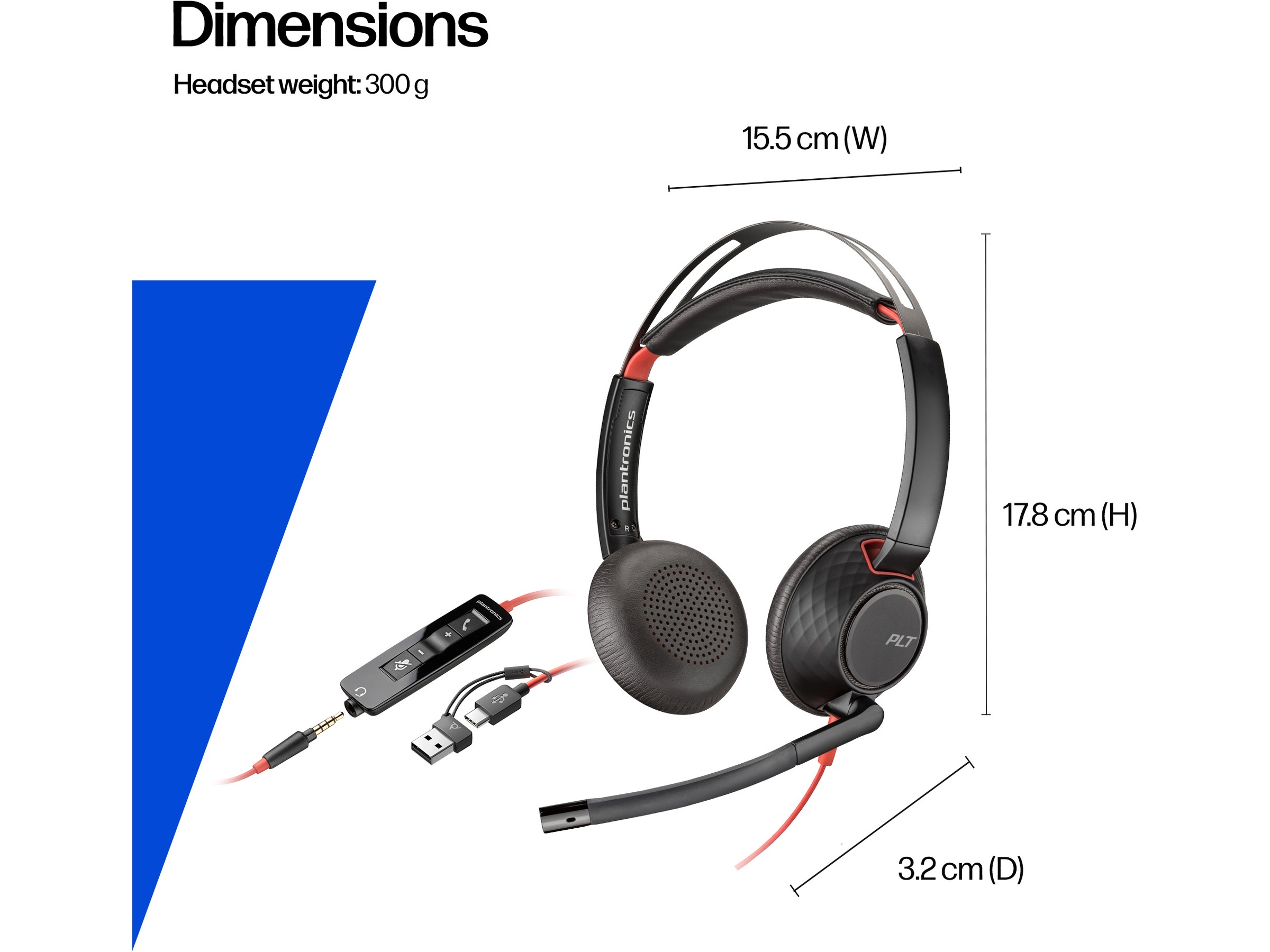 Poly Blackwire 5220 MS Teams USB-C Headset Hodesett, kablet