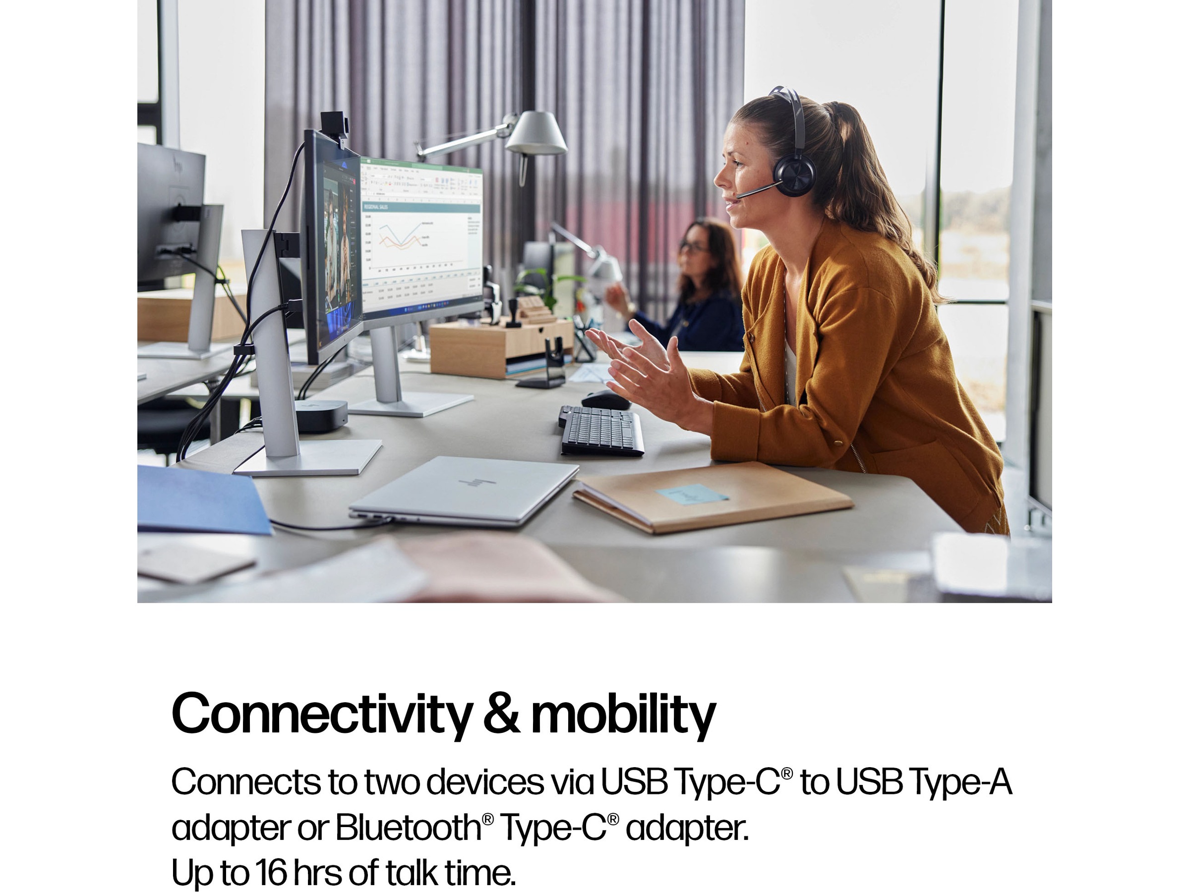 HP Poly Voyager Focus 2 MS USB-C trådløst headset Hodesett, trådløse