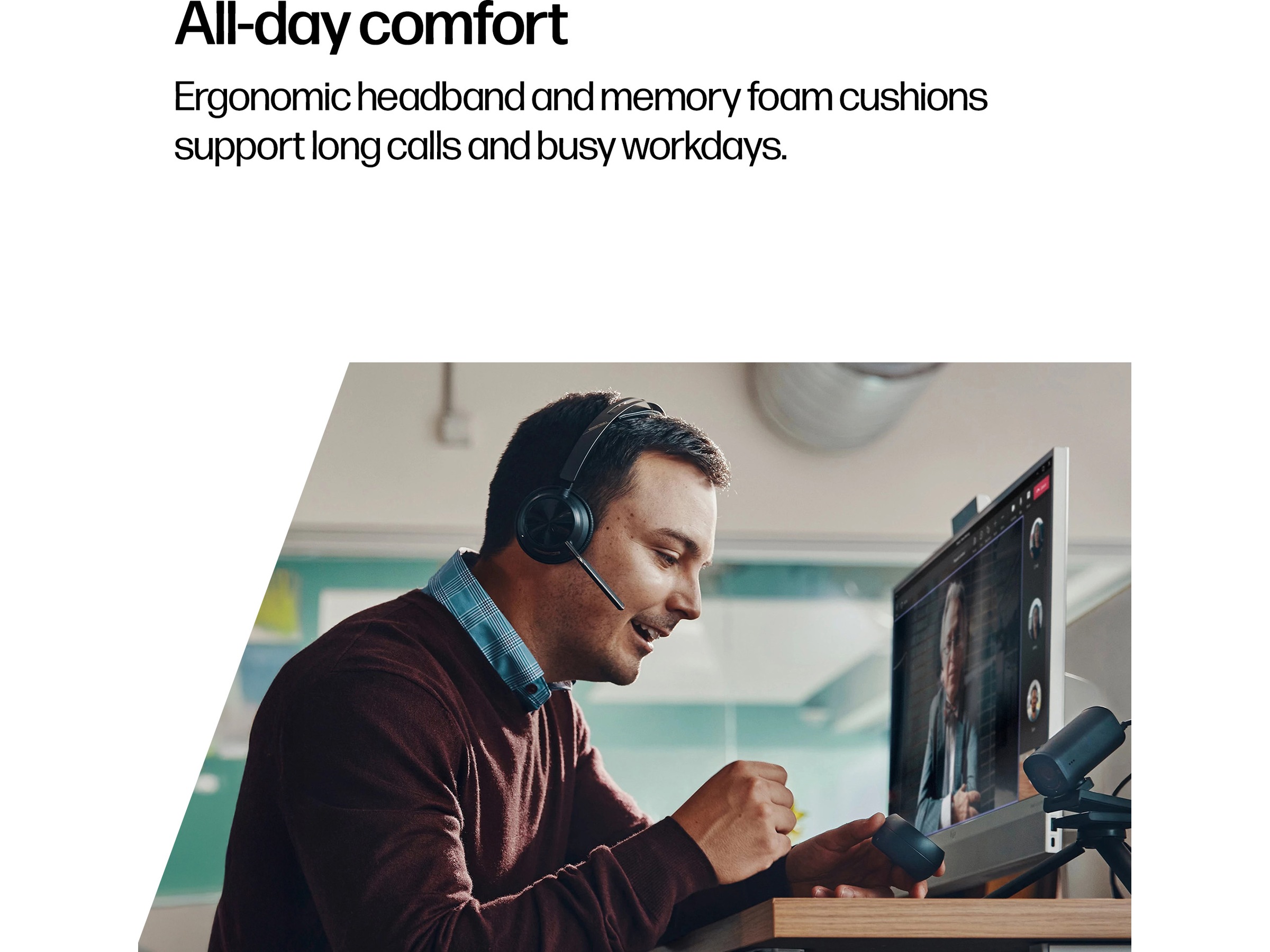 HP Poly Voyager Focus 2 MS USB-C trådløst headset Hodesett, trådløse