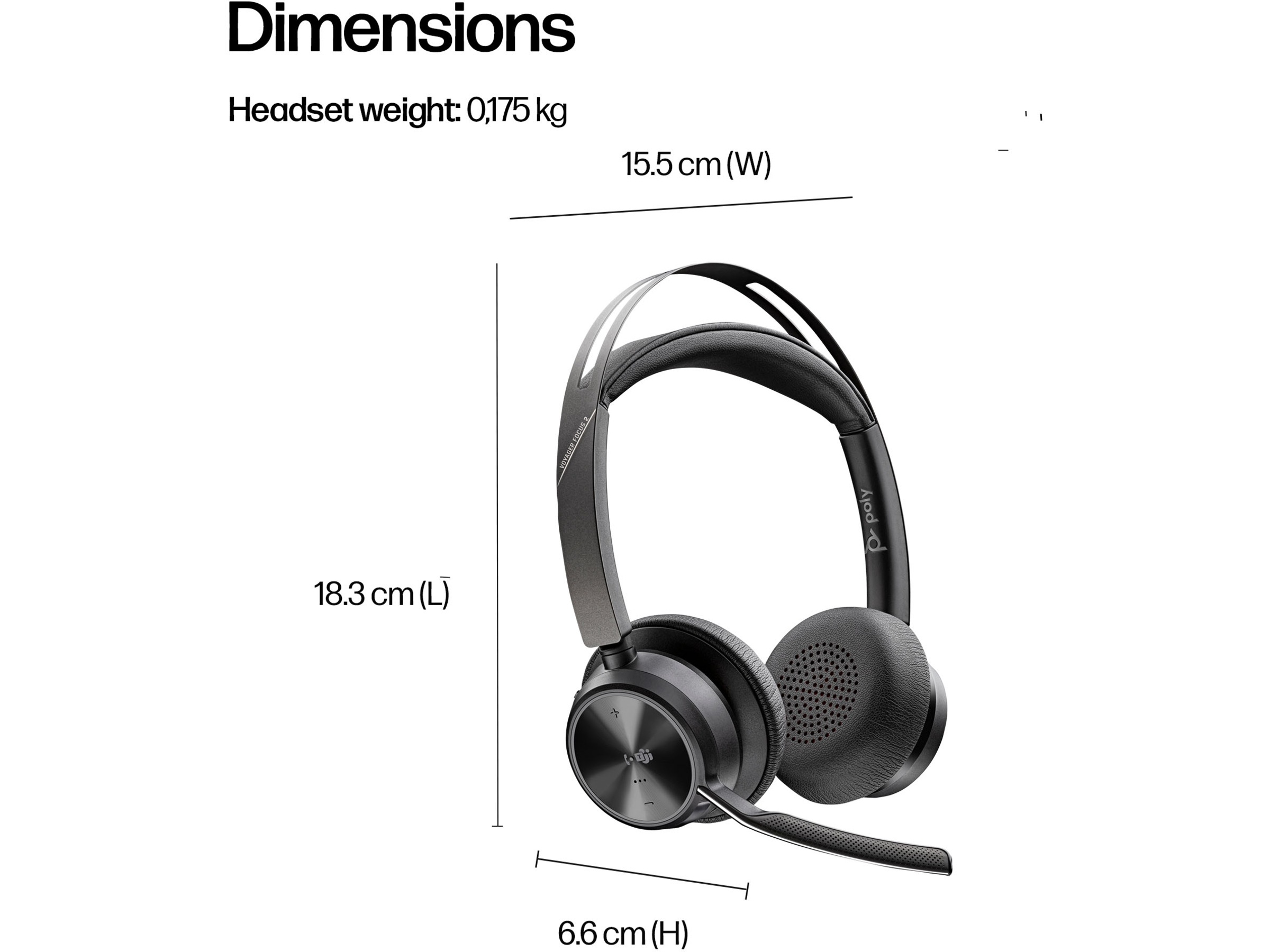 HP Poly Voyager Focus 2 MS USB-C trådløst headset Hodesett, trådløse