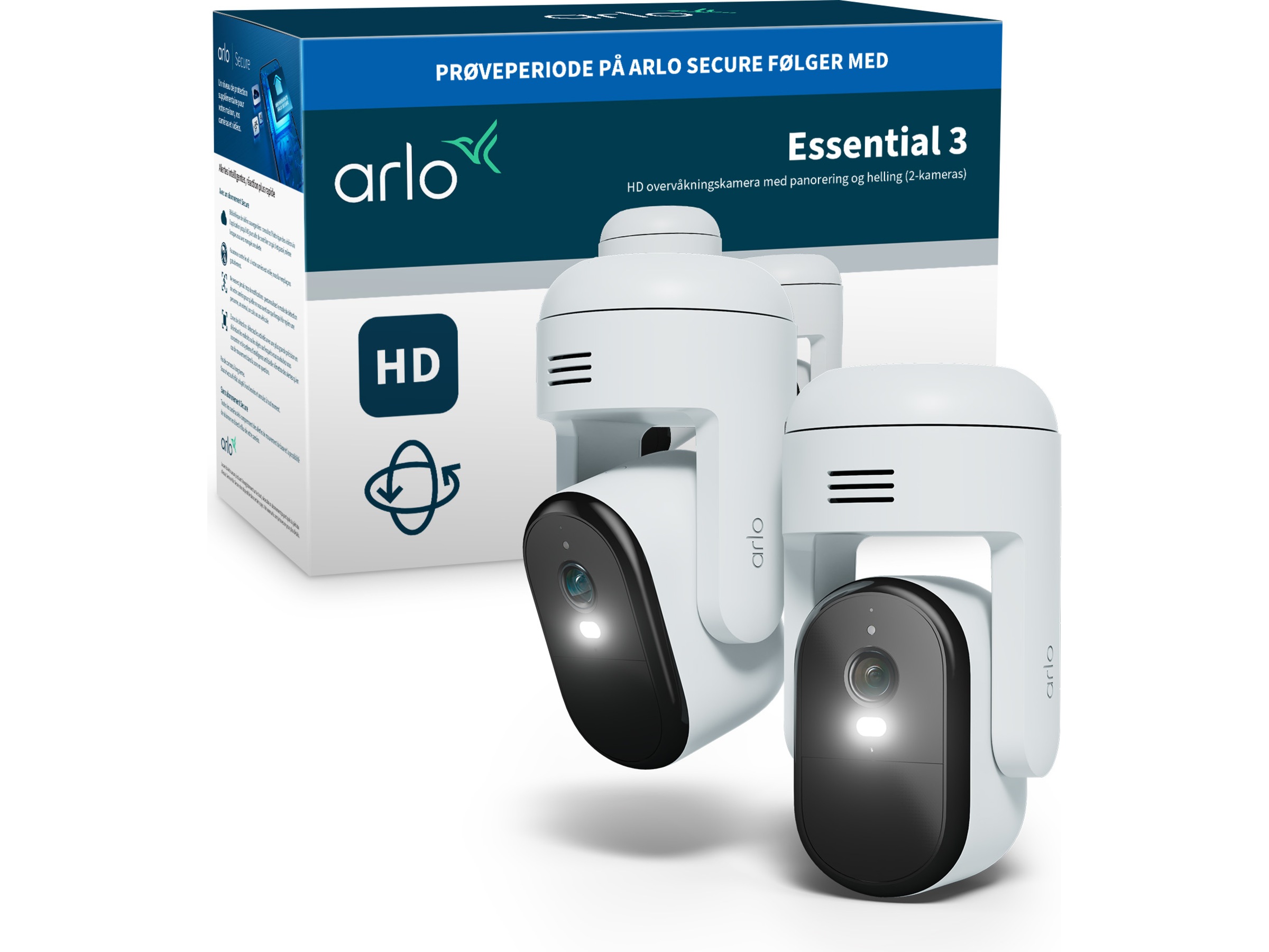 Arlo Essential 3 HD PTZ utendørs overvåkningskamera 2-pack Overvåkningskameraer