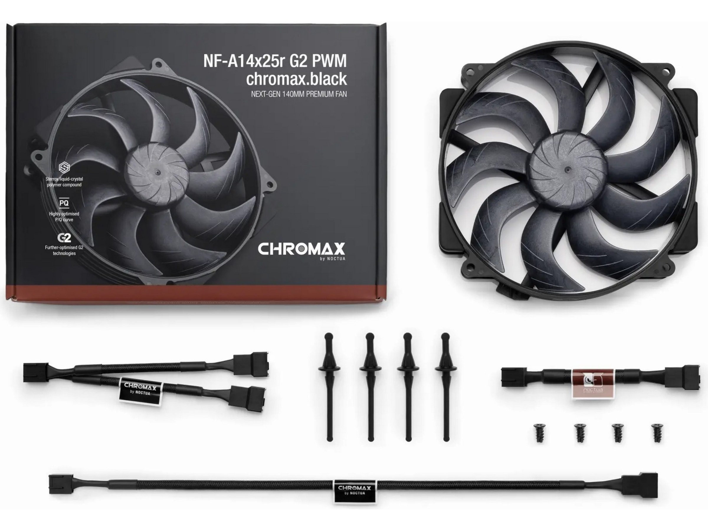 Noctua NF-A14x25r G2 PWM chromax.black Vifte Vifter