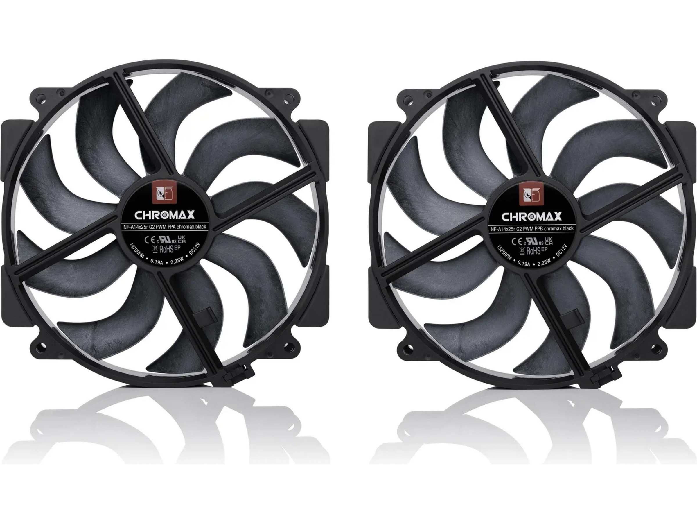 Noctua NF-A14x25r G2 PWM Sx2-PP chromax.black Vifte Vifter