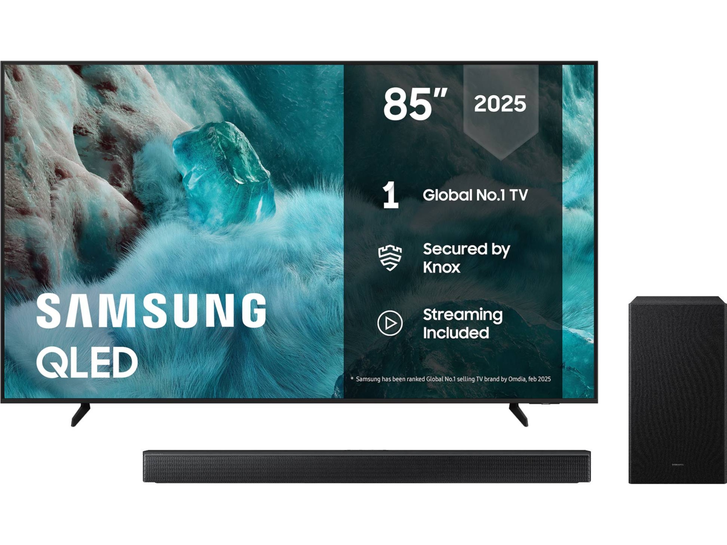 Samsung 85" Q7FA QLED 4K Smart-TV (2025) + lydplanke 50 - 59 tommer TV