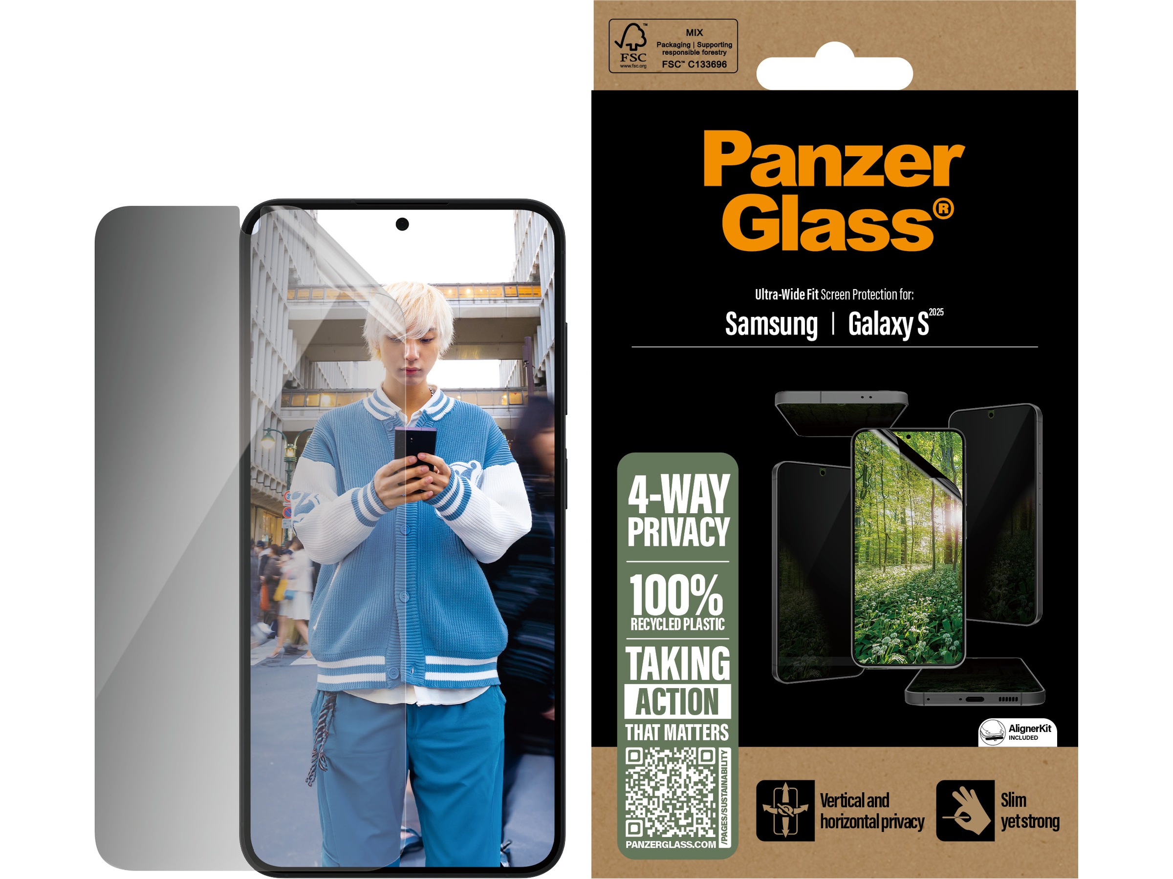 PanzerGlass Galaxy S25 / S24 ECO MATRIX 4-veis Privacy Skjermbeskytter Skjermbeskyttelse