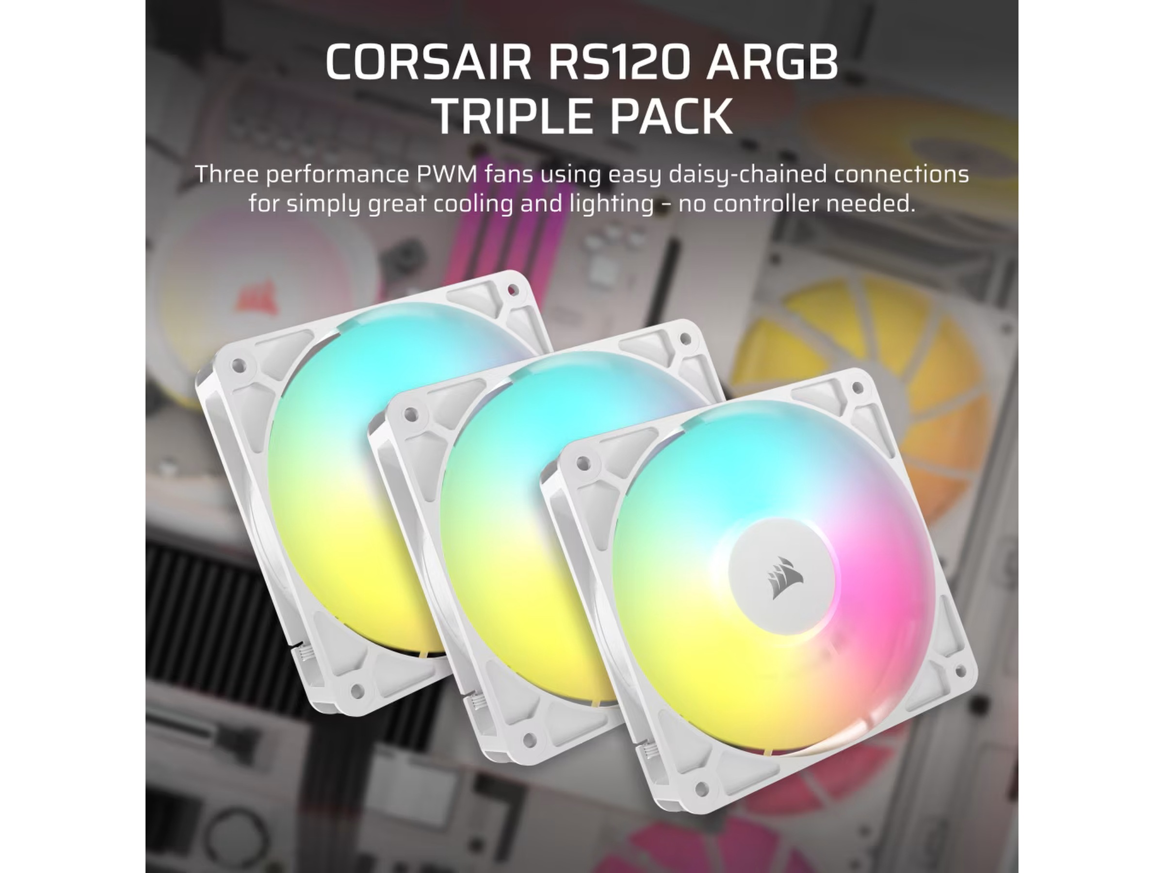 Corsair RS120 ARGB Vifte 3pk (hvit) Vifter