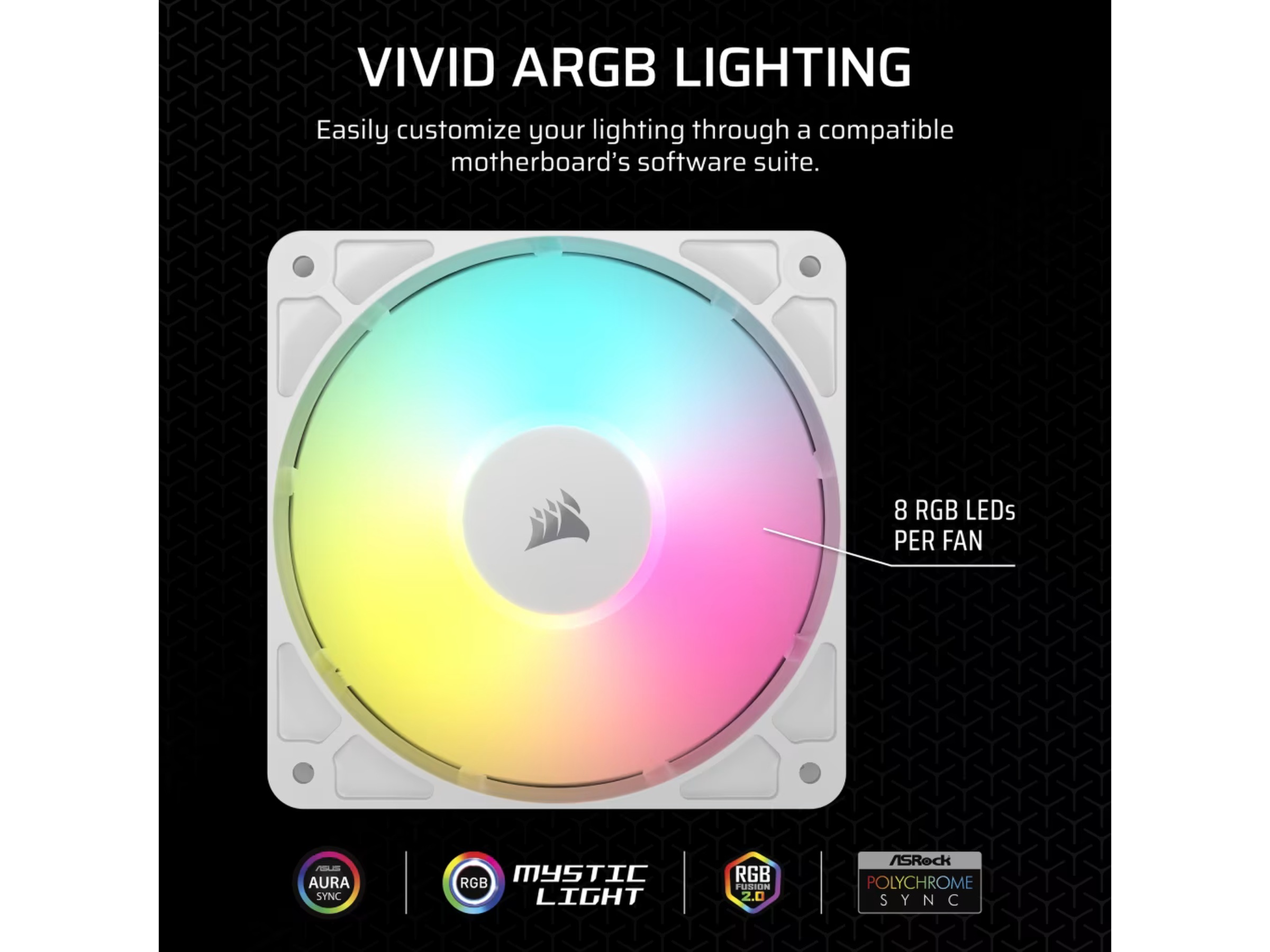 Corsair RS120 ARGB Vifte 3pk (hvit) Vifter