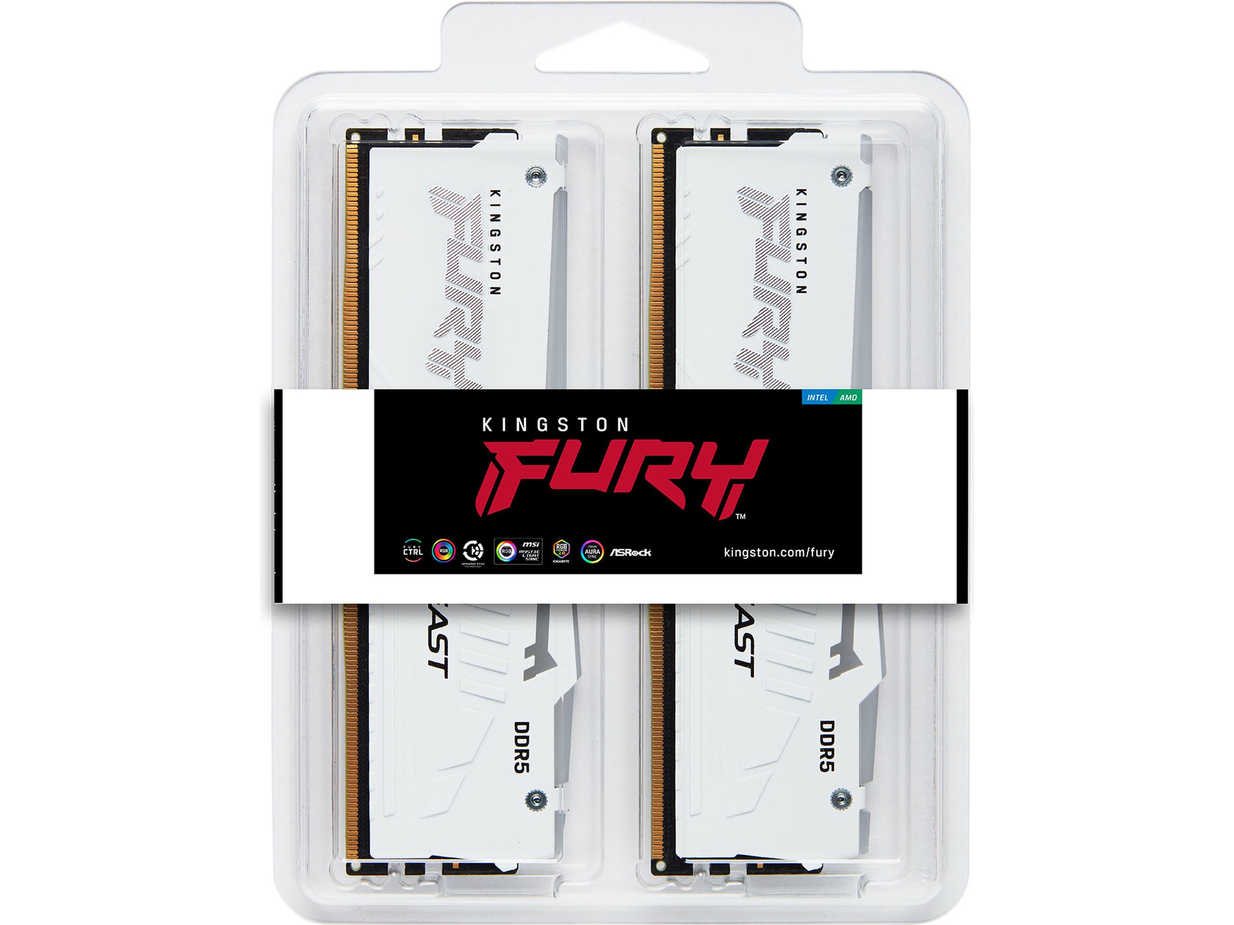 Kingston FURY Beast RGB DDR5 6000MHz 32GB Hvit Minnebrikker