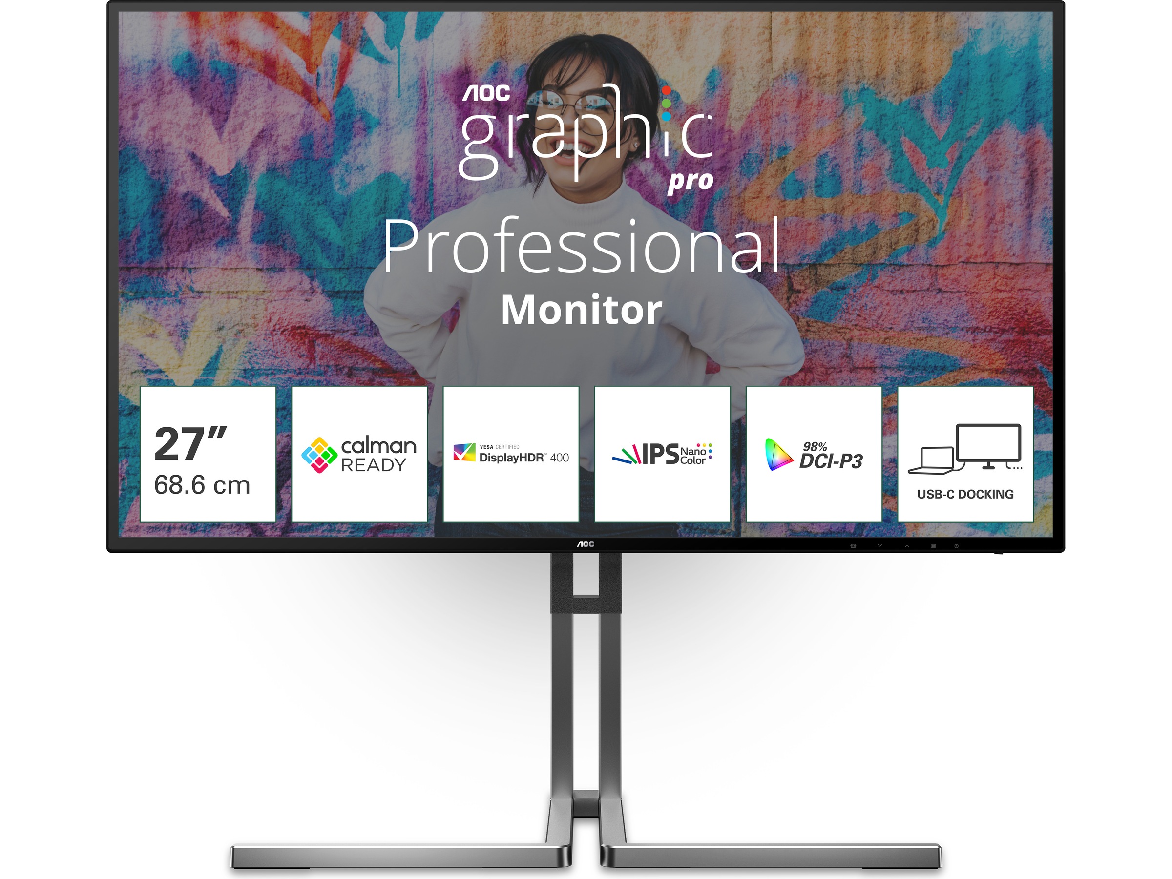 AOC 27" 4K skjerm Graphic Pro U27U3CV Skjermer