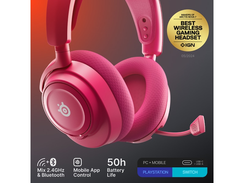 SteelSeries Arctis Nova 7 Gen 2 Trådløst Gamingheadset (magenta) Gaming headset
