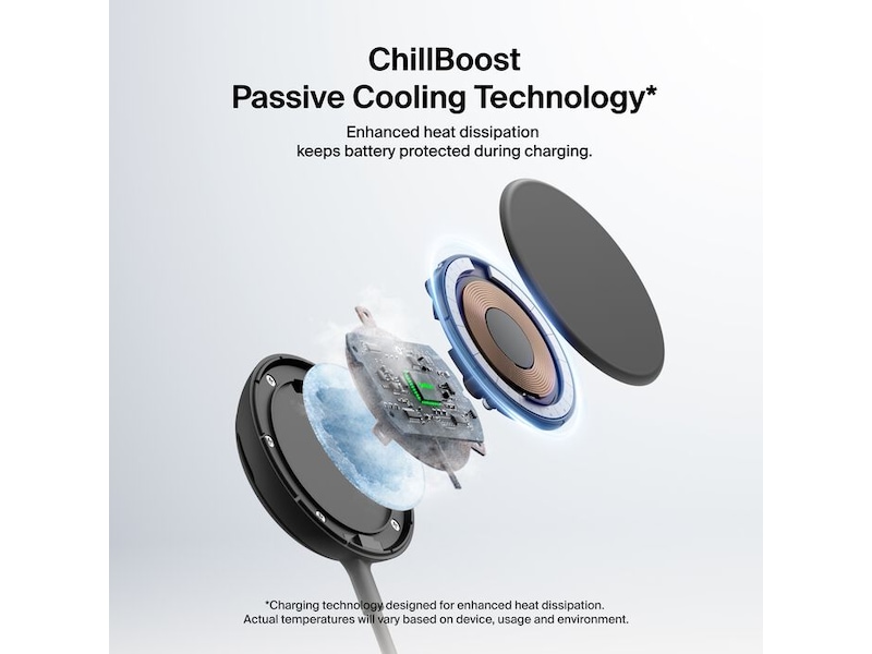 Belkin UltraCharge 25W Qi2 magnetisk ladeplate med stativ, sort Trådløs lader