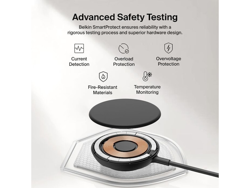Belkin UltraCharge 25W Qi2 magnetisk ladeplate med stativ, sort Trådløs lader