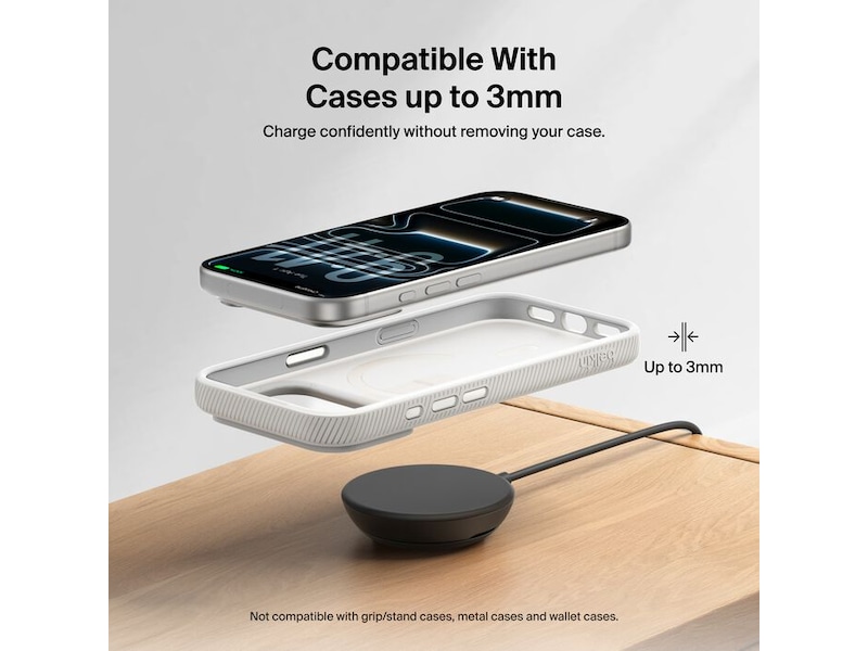 Belkin UltraCharge 25W Qi2 magnetisk ladeplate med stativ, sort Trådløs lader