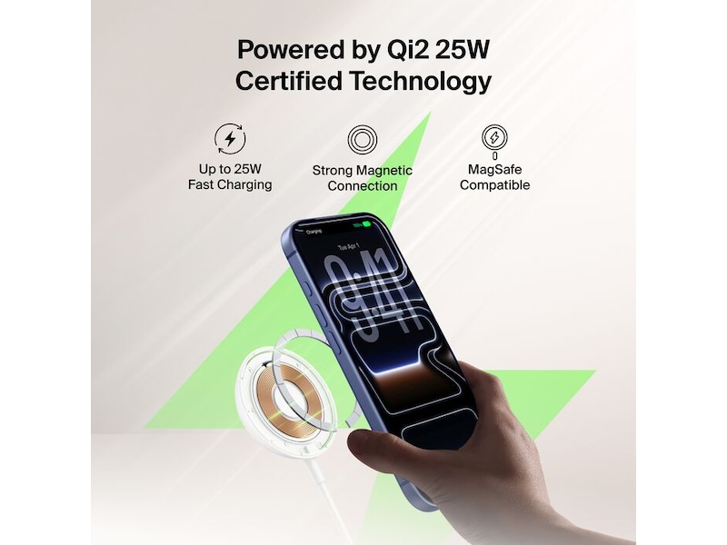 Belkin UltraCharge 25W Qi2 magnetisk ladeplate med støtteben Trådløs lader