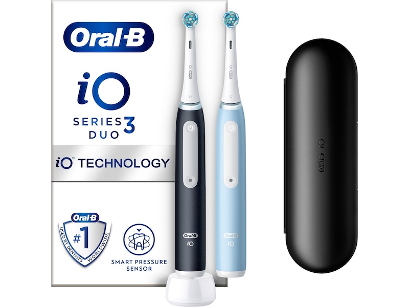 Oral-B iO 3 Elektriske Tannbørster 2 stk (sort & blå) Elektriske tannbørster